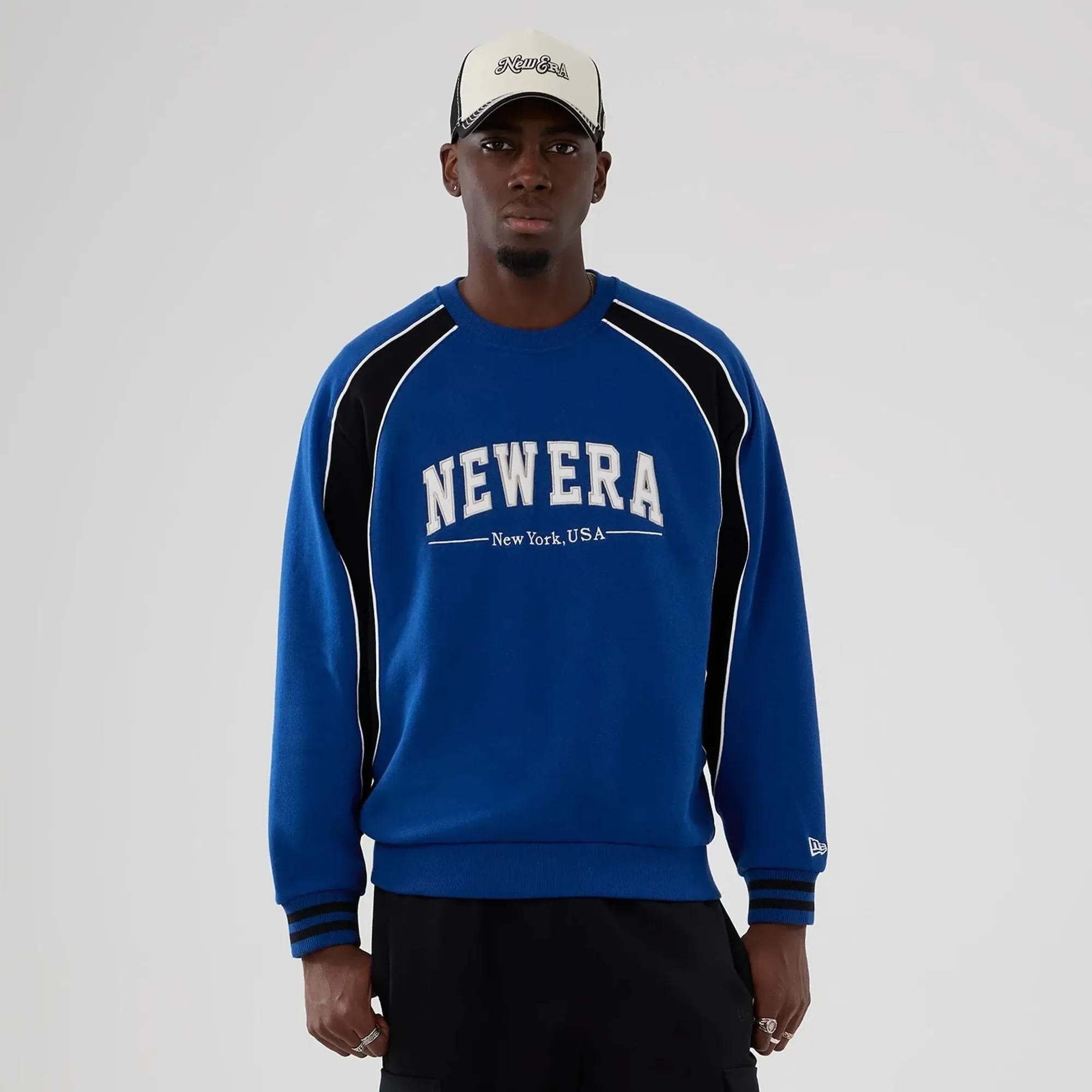 New Era Colour Block Navy Crew Neck Sweater adult unisex