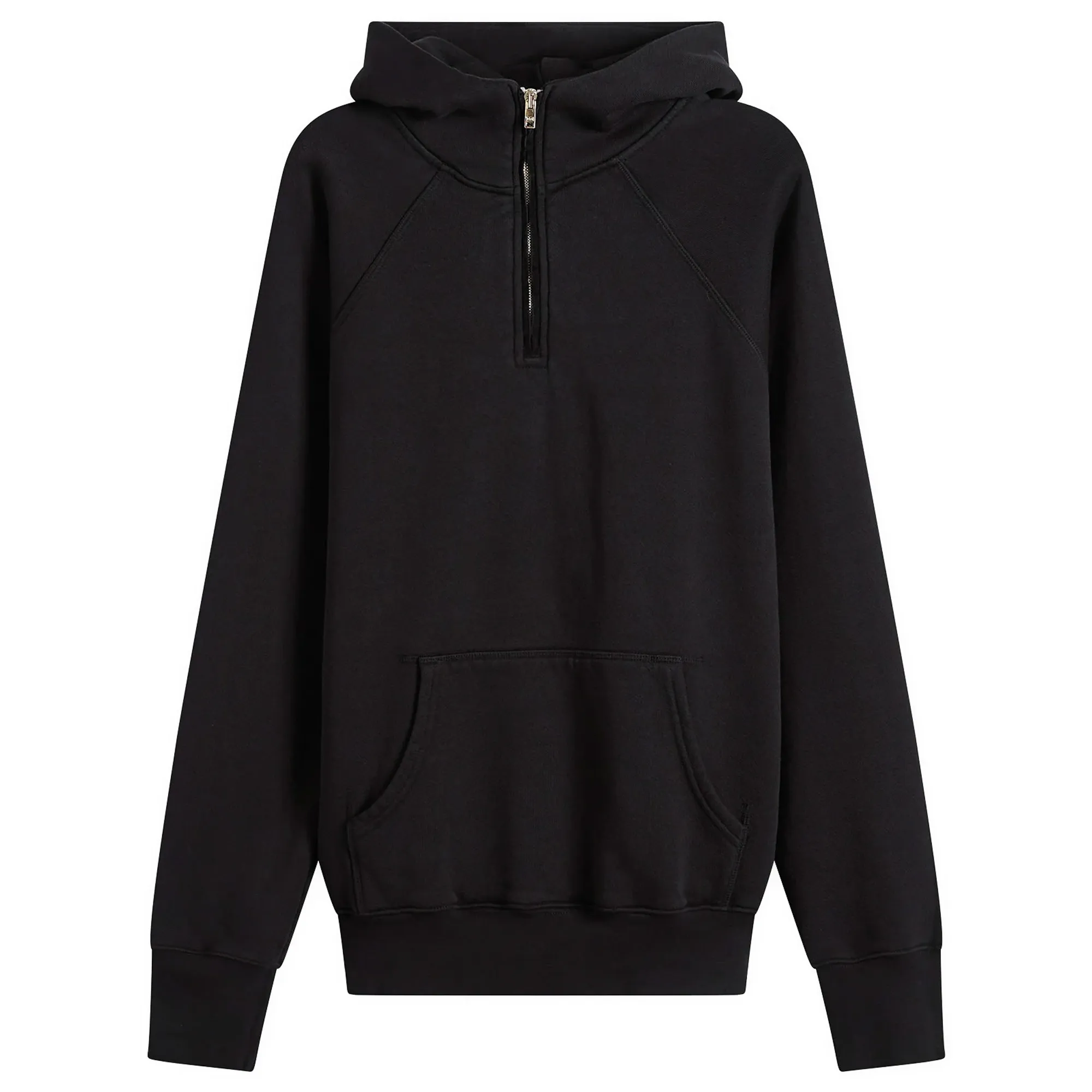 Les Tien Men's Heavyweight Half Zip Raglan Hoodie Jet Black