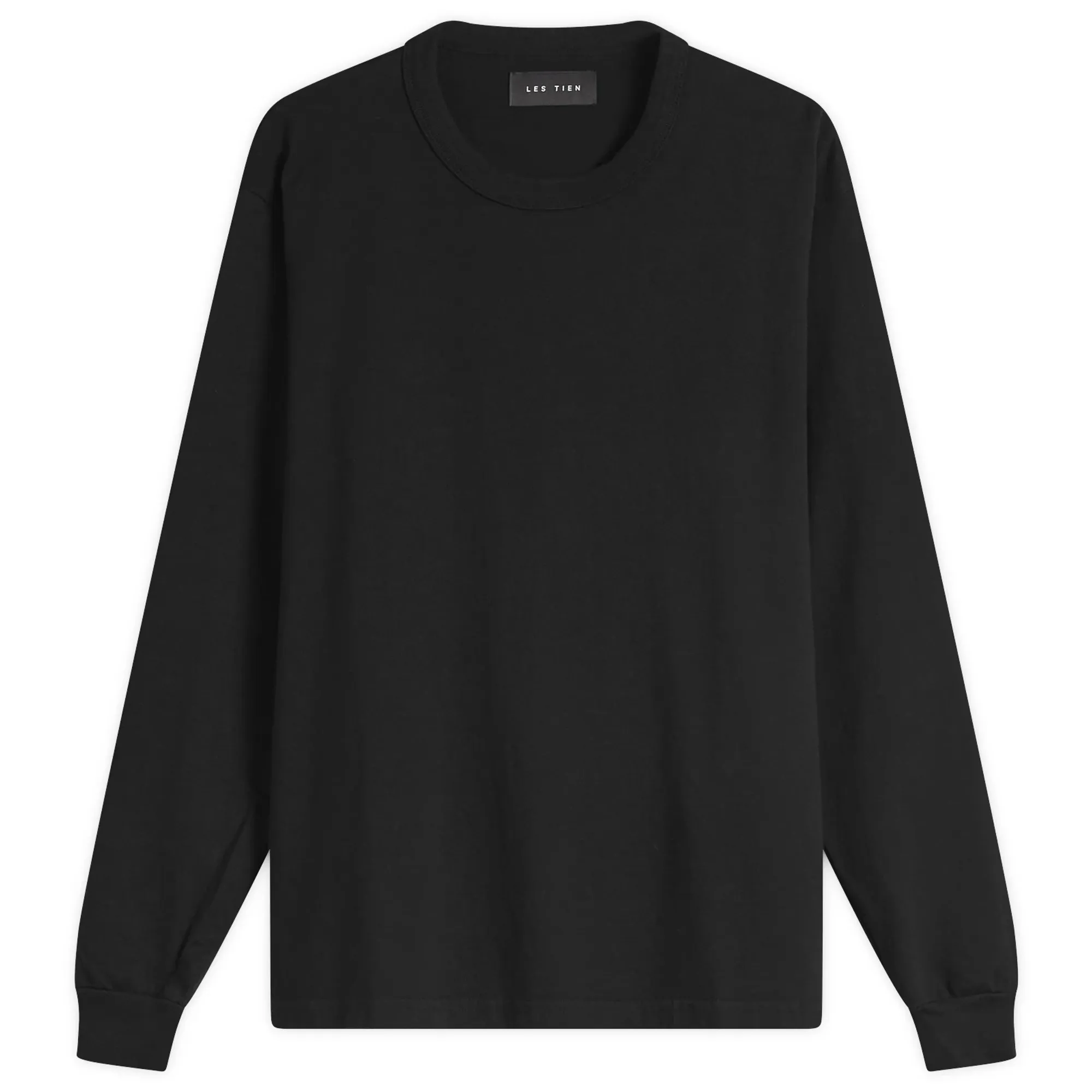 Les Tien Men's Heavyweight Binded Classic Long Sleeve T-Shirt Jet Black