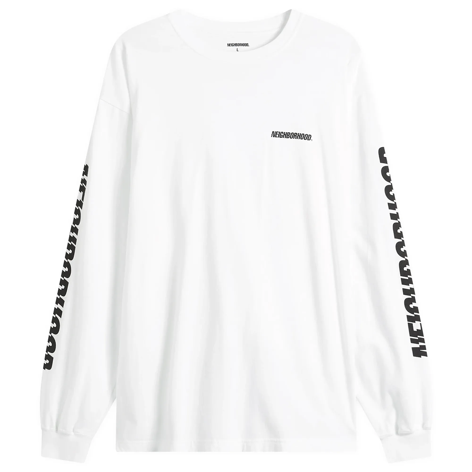 Neighborhood Men's LS-1 Distorted Logo Long Sleeve T-Shirt White