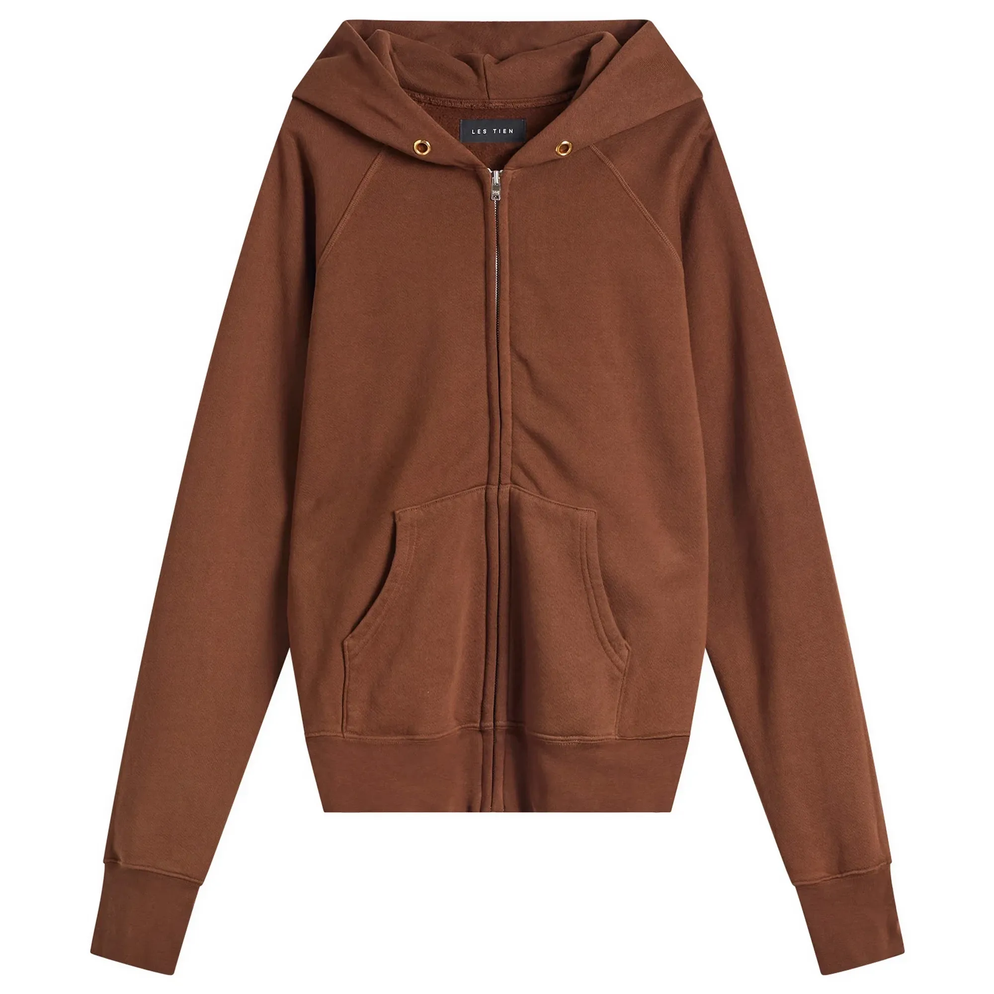 Les Tien Men's Heavyweight Raglan Zip Hoodie Mahogany
