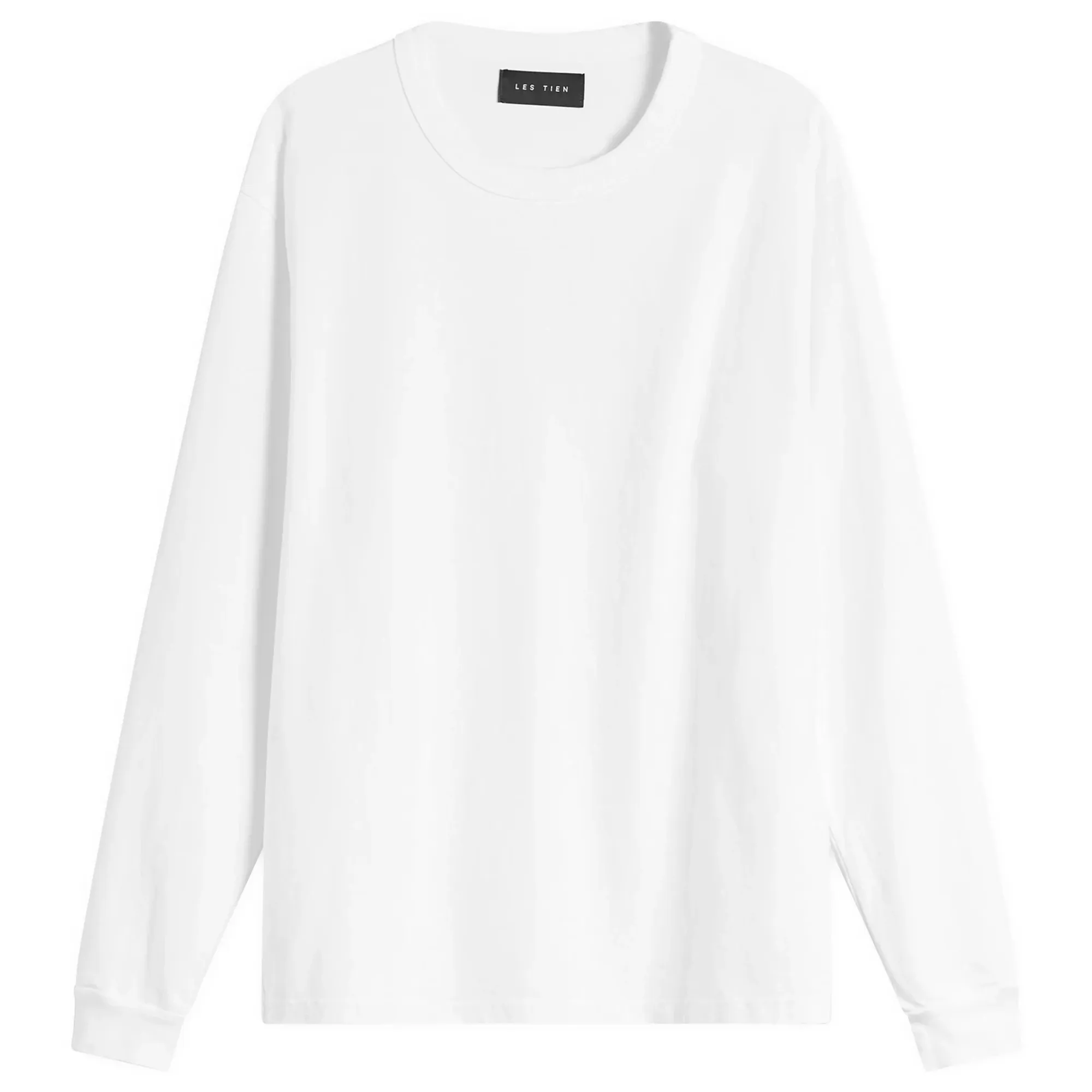 Les Tien Men's Heavyweight Binded Classic Long Sleeve T-Shirt White