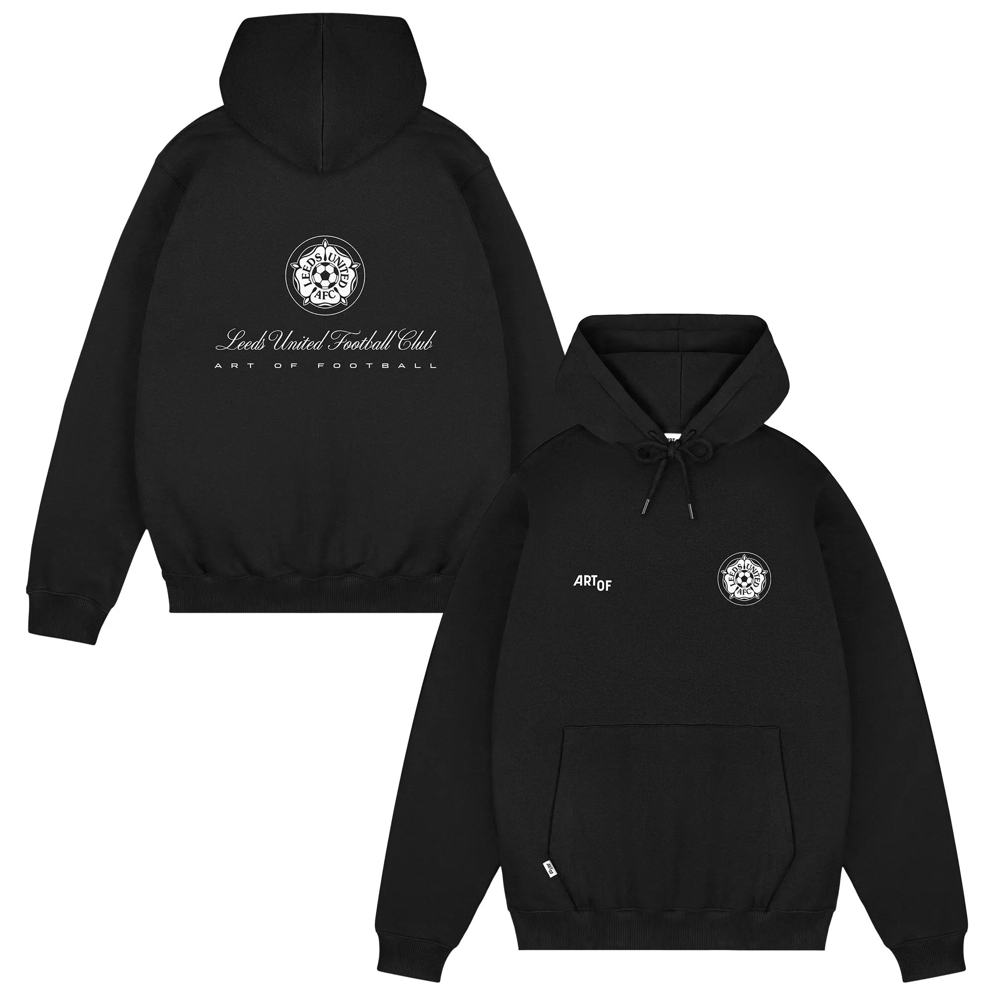 Leeds United x Art of Football Label Print Hoodie - Black - Unisex