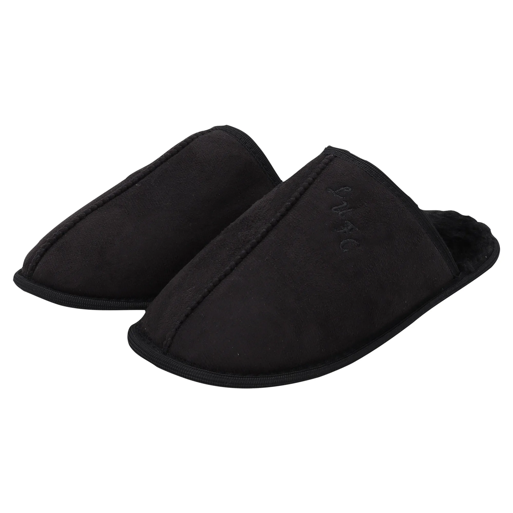 Leeds United Sheepskin Mule Slippers - Black