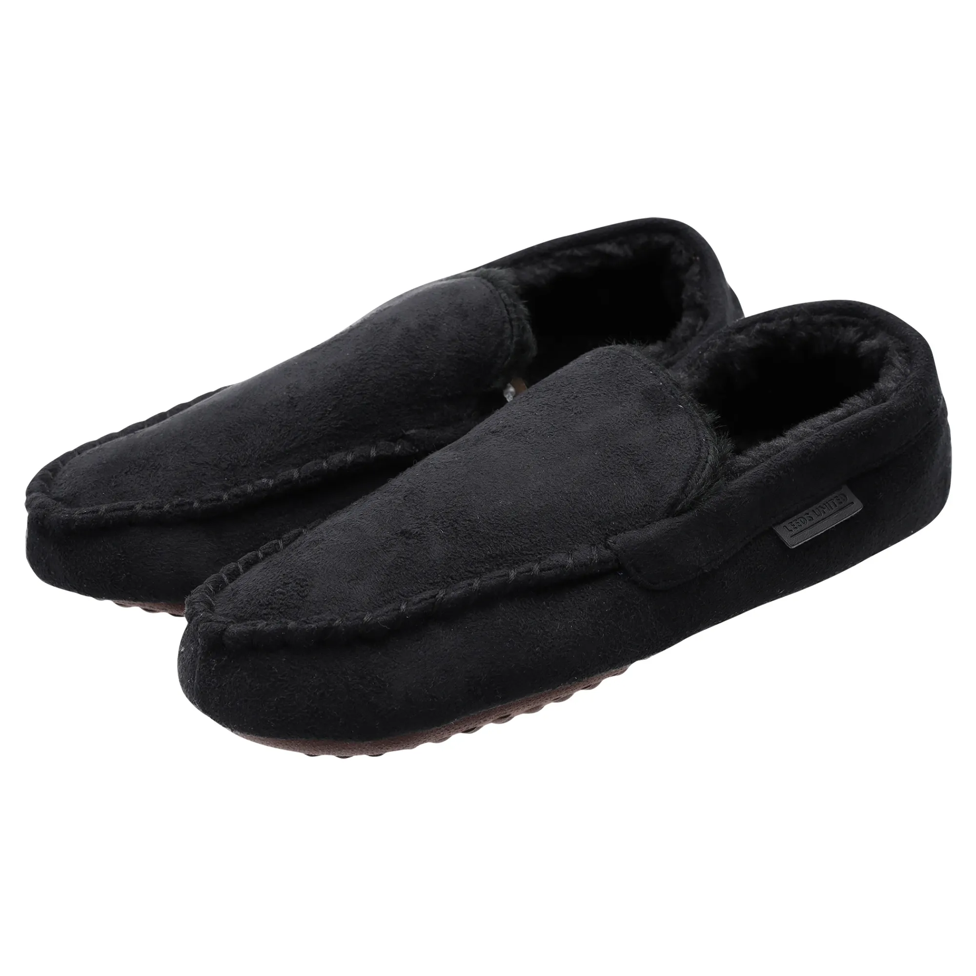 Leeds United Moccasin Slipper - Black