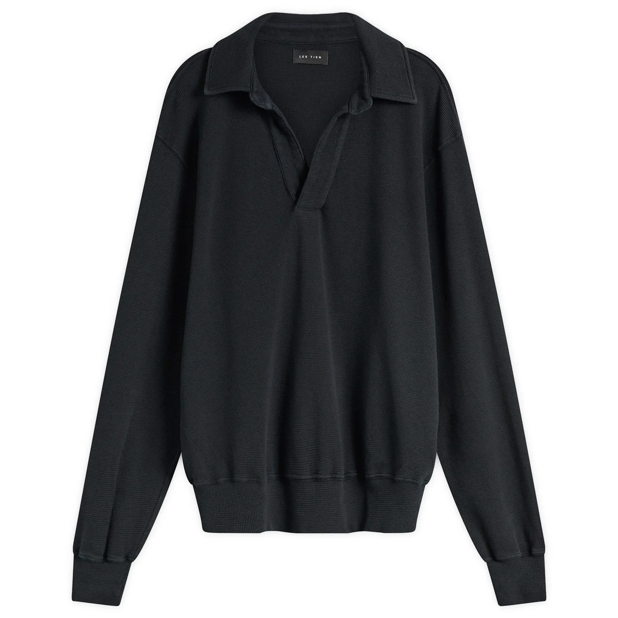 Les Tien Men's Thermal Banded Polo Faded Black