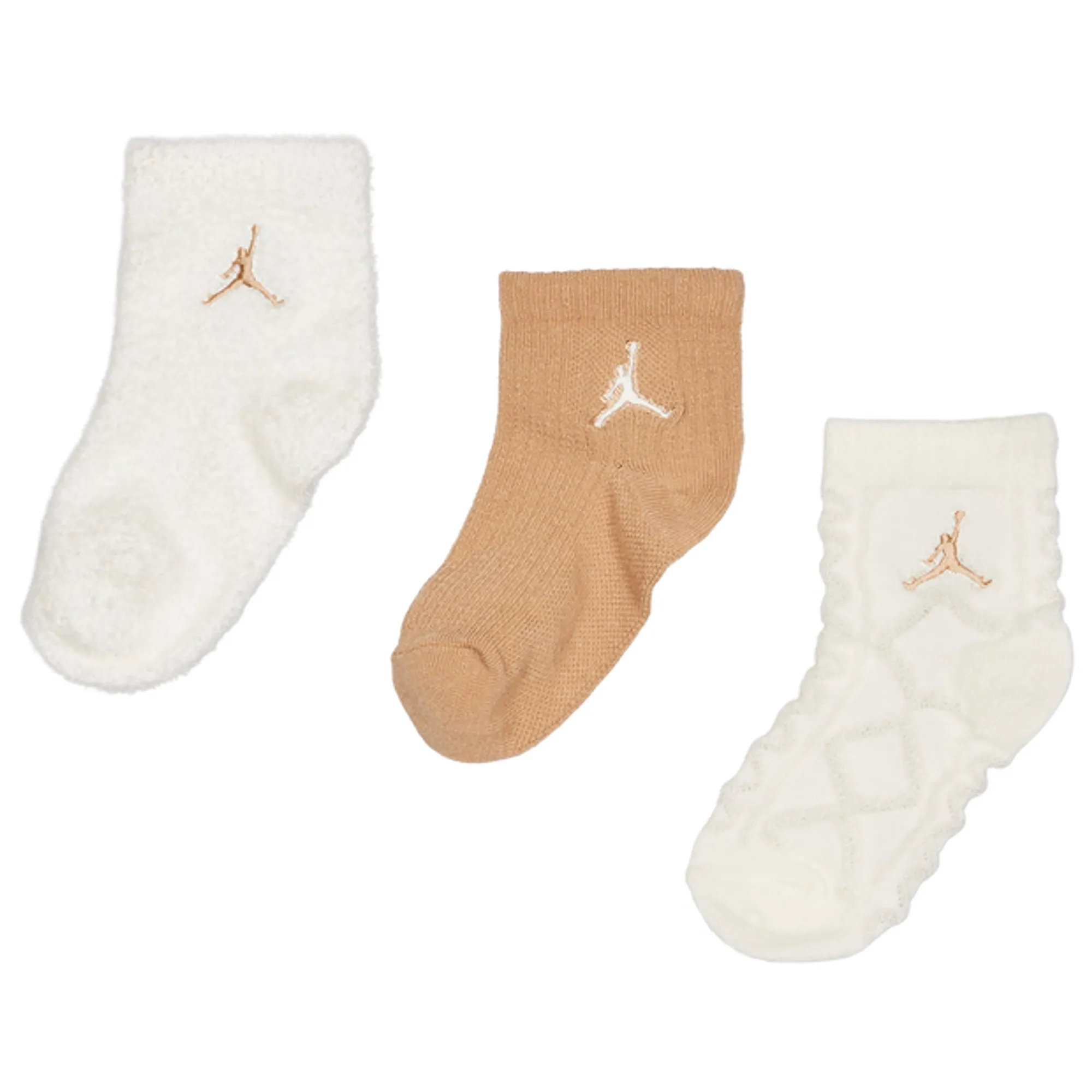 Jordan Kids Ankle No Slip 3 Pack Unisex Socks - Brown