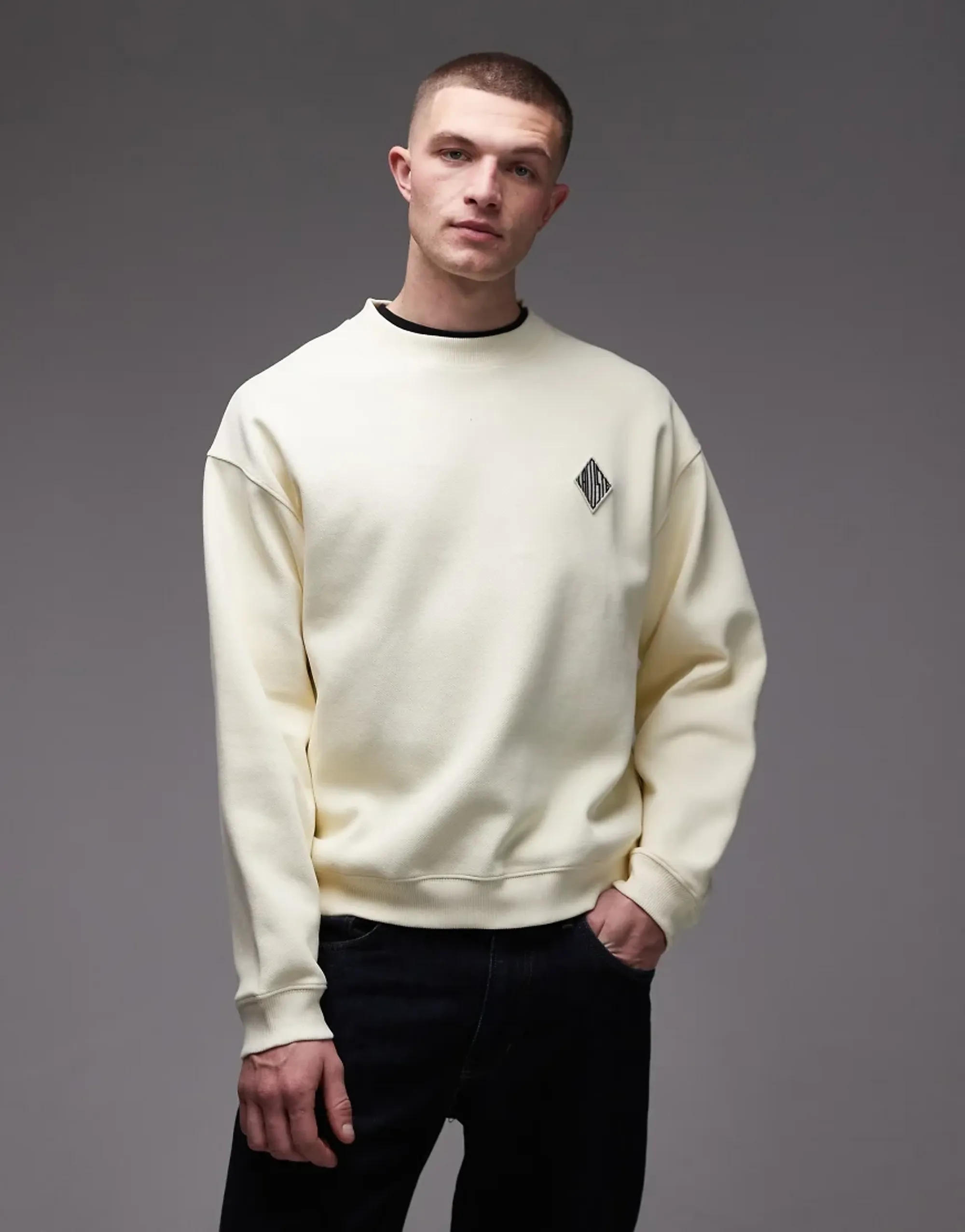 Lacoste Double Face Piqué Badge Sweatshirt - Lemon Beige