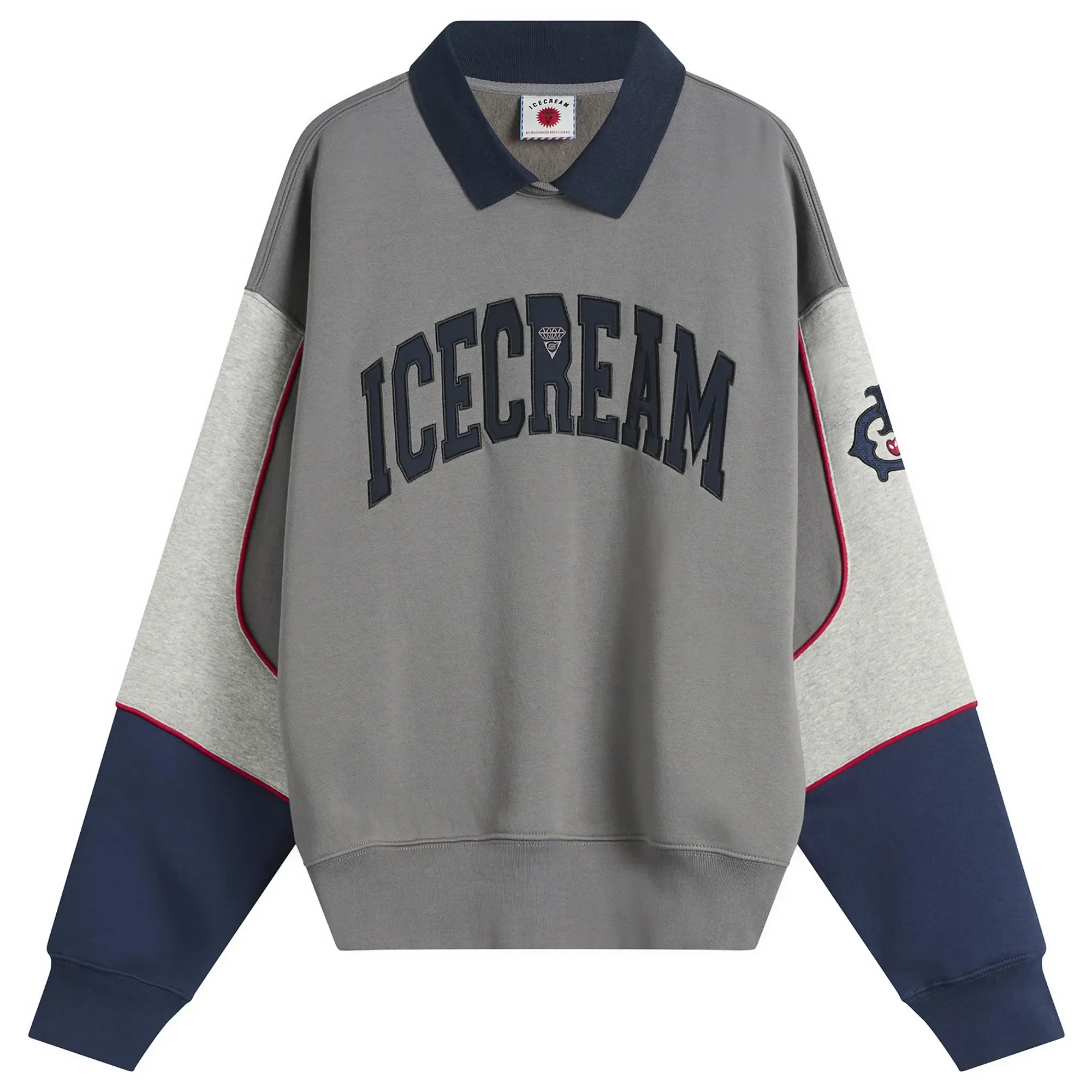 ICECREAM Men's Collared Warm-Up Sweatshirt Grey