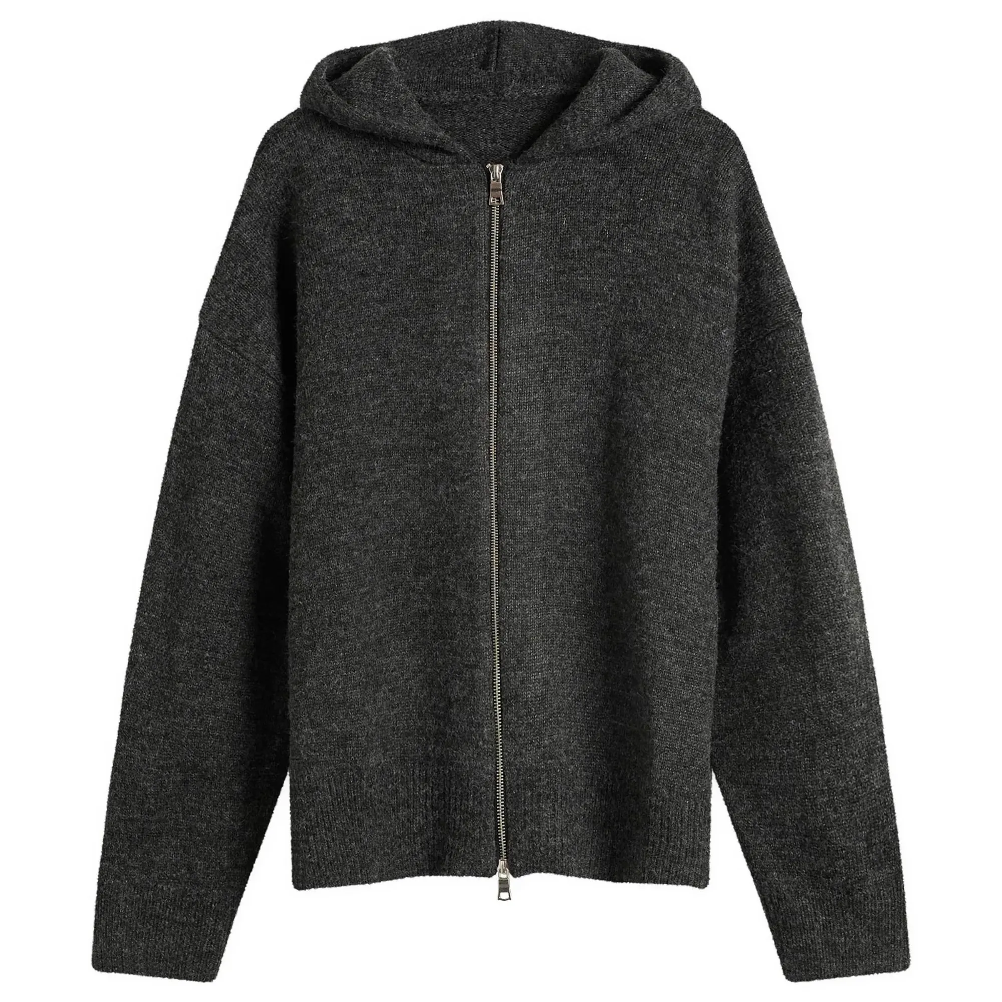 MKI Men's Mohair Blend Knit Zip Hoodie Charcoal