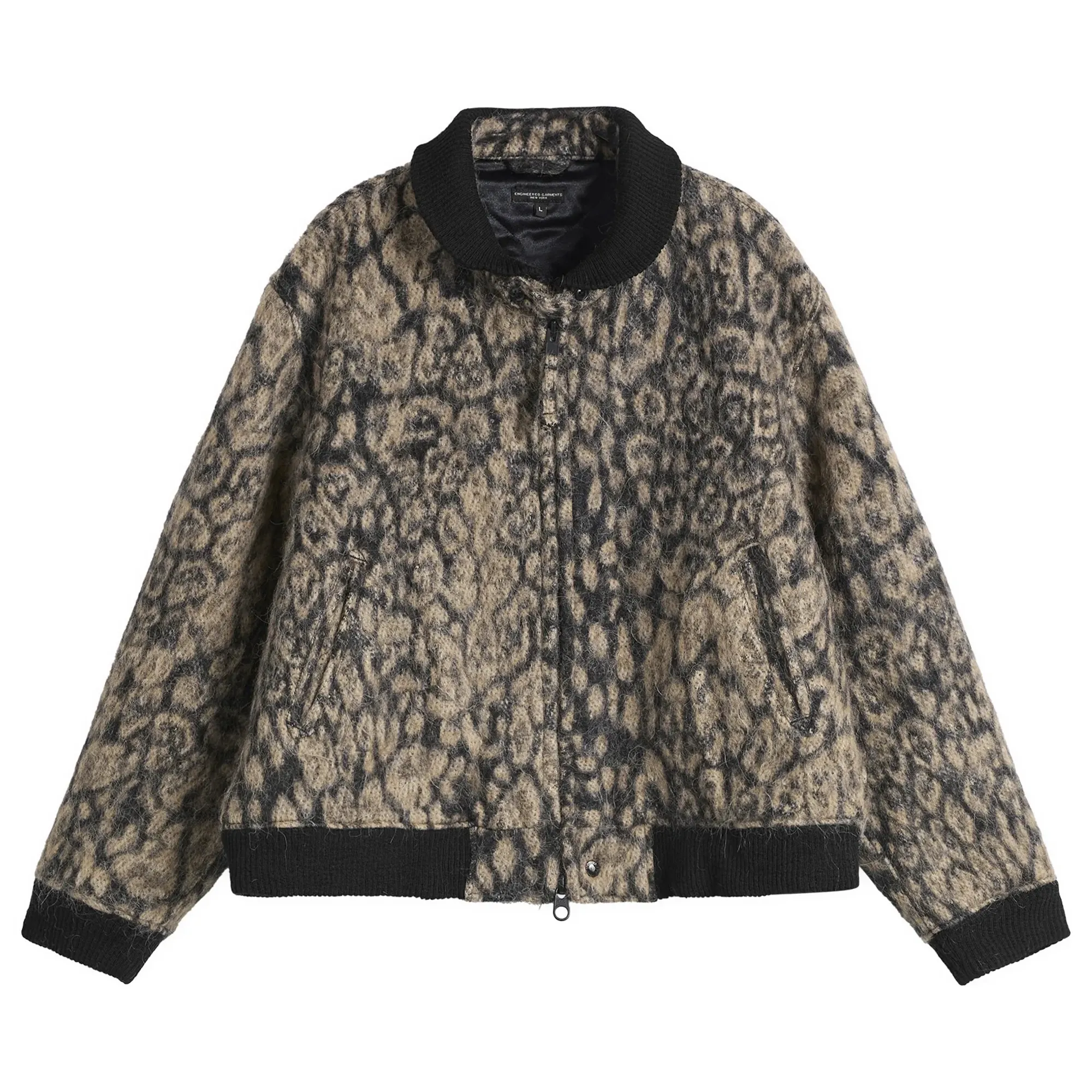 Engineered Garments Men's Leopard Jacquard LL Jacket Brown