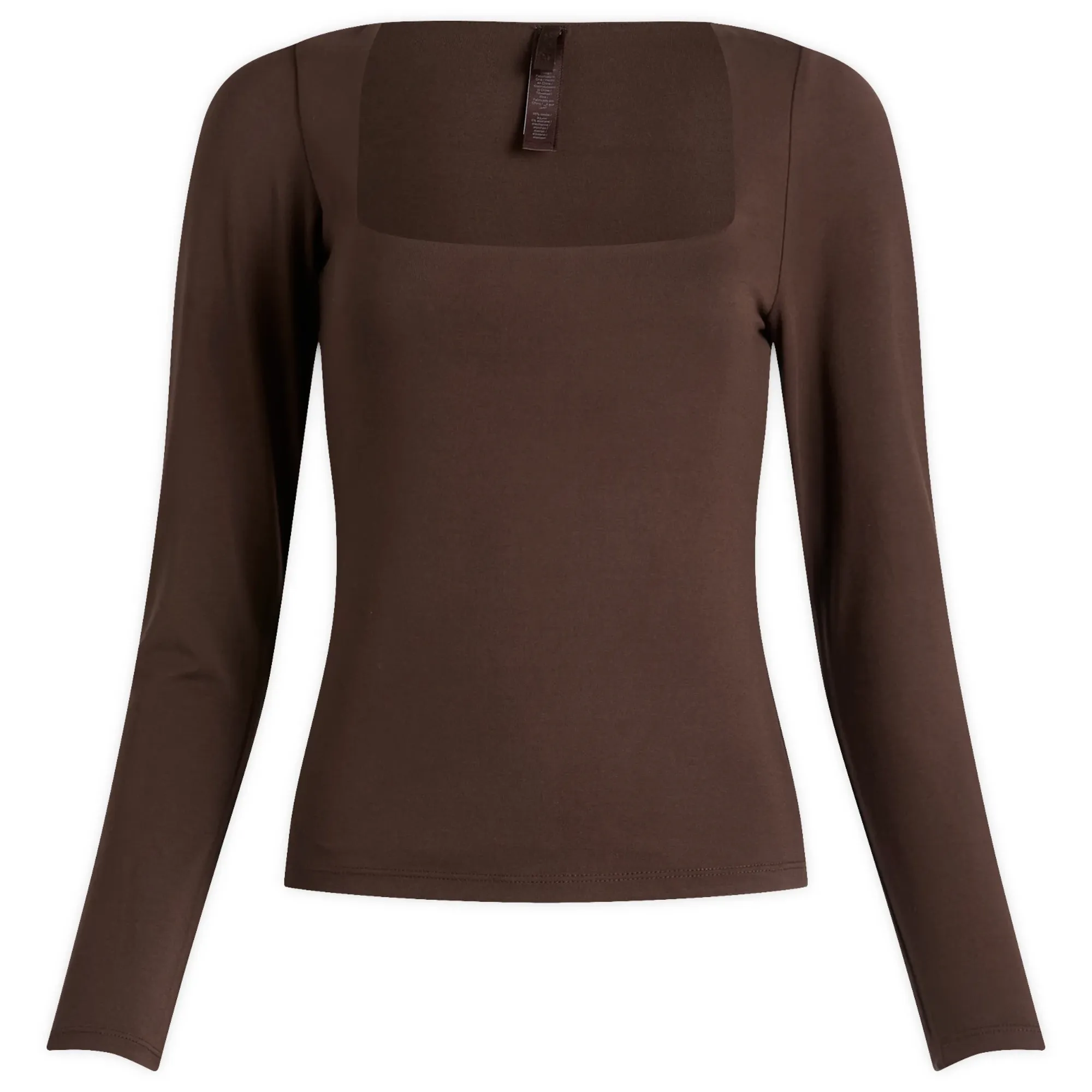 SKIMS Women's Smooth Layers Square Neck Long Sleeve Top Espresso