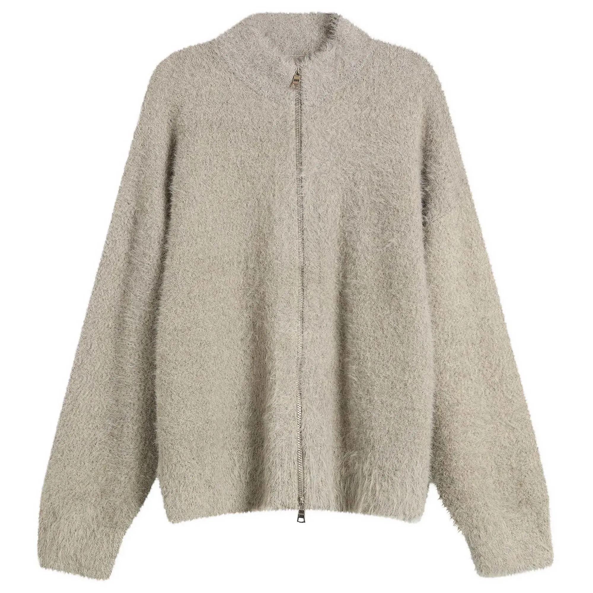 MKI Men's Faux Alpaca Knit Track Jacket Grey Melange