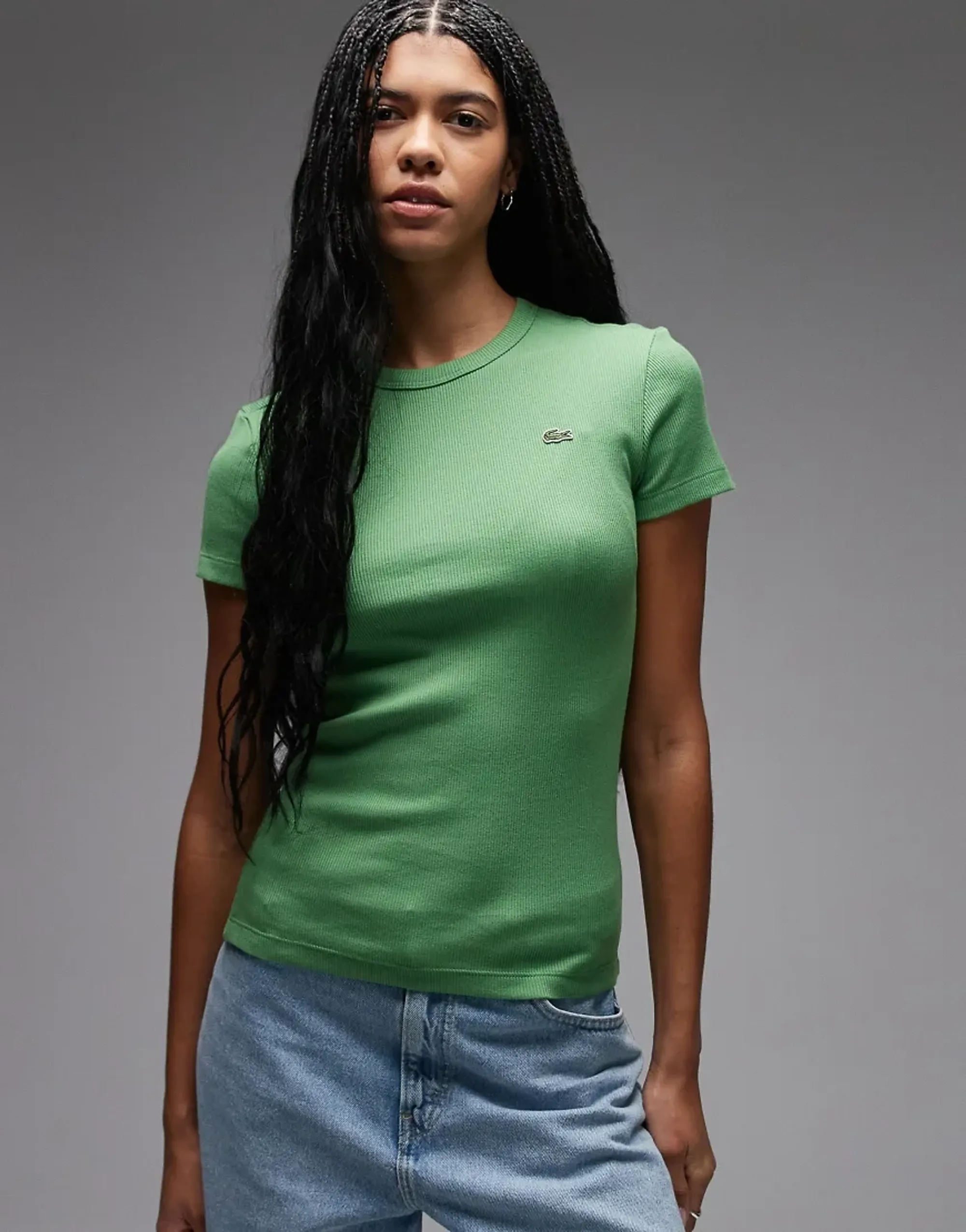 Lacoste Slim Fit Ribbed Cotton T-shirt - Vert