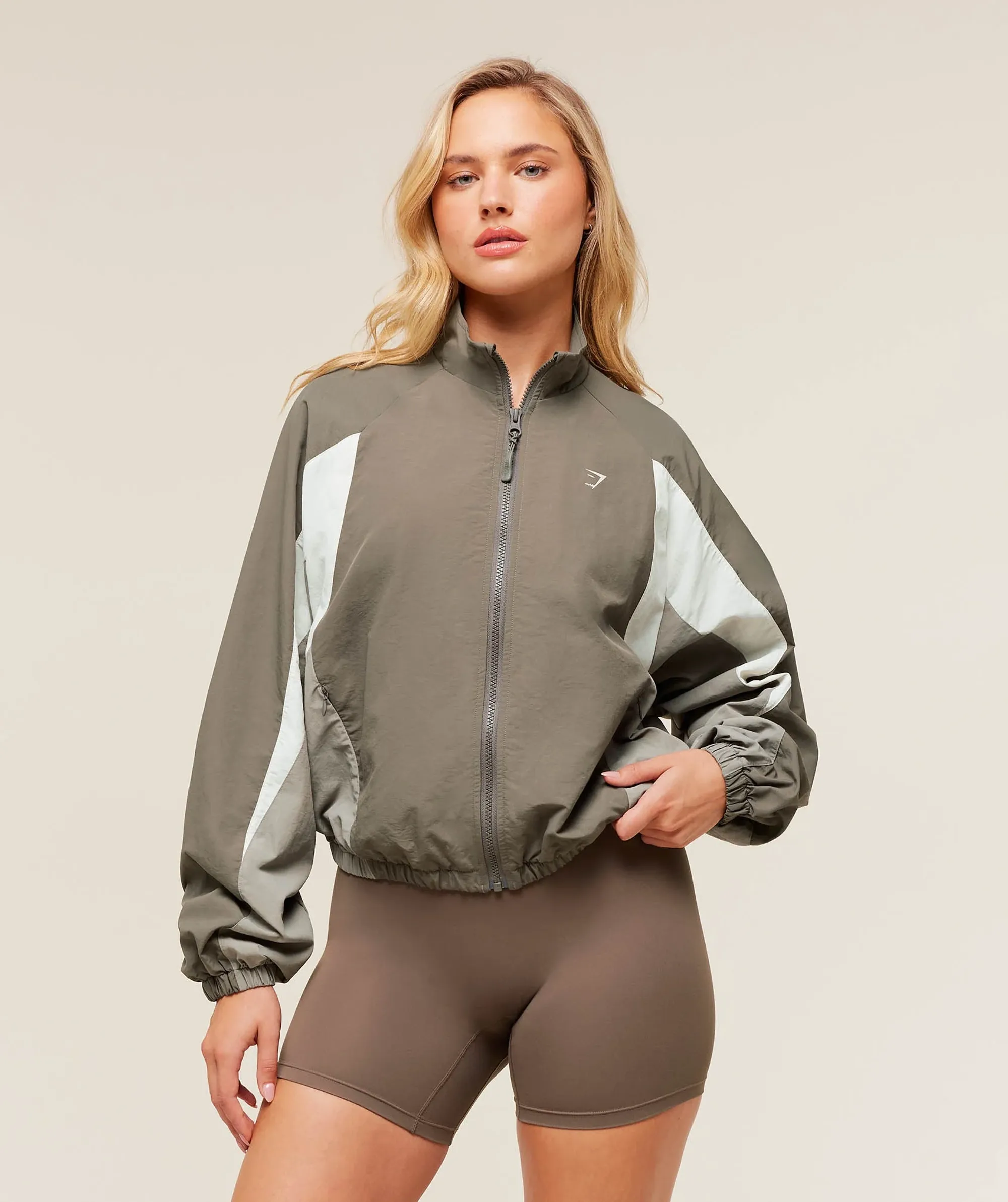  Contrast Woven Jacket - Camo Brown/Linen Brown/Oat White