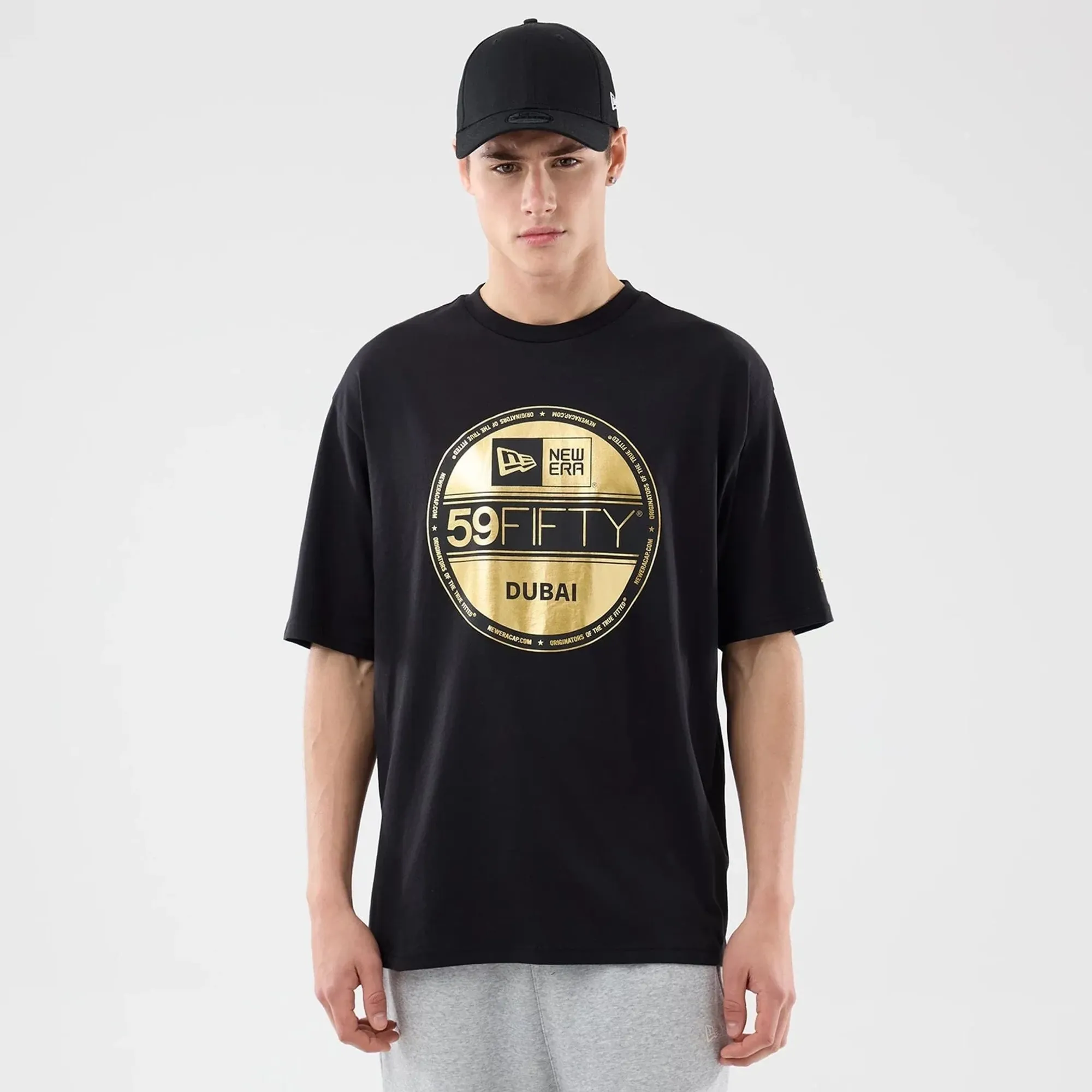 New Era Sticker Dubai Black Oversized T-Shirt adult unisex