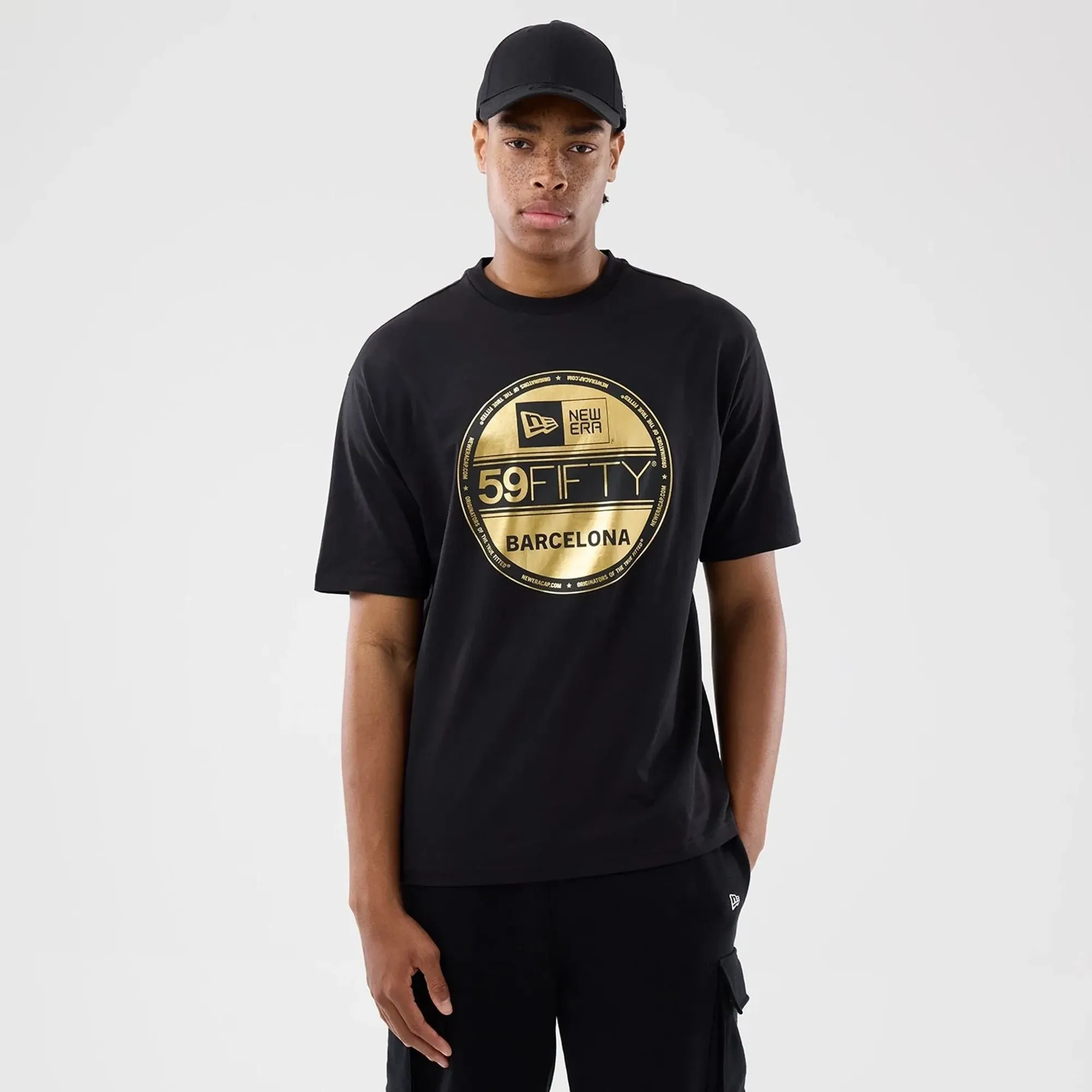 New Era Sticker Barcelona Black Oversized T-Shirt adult unisex