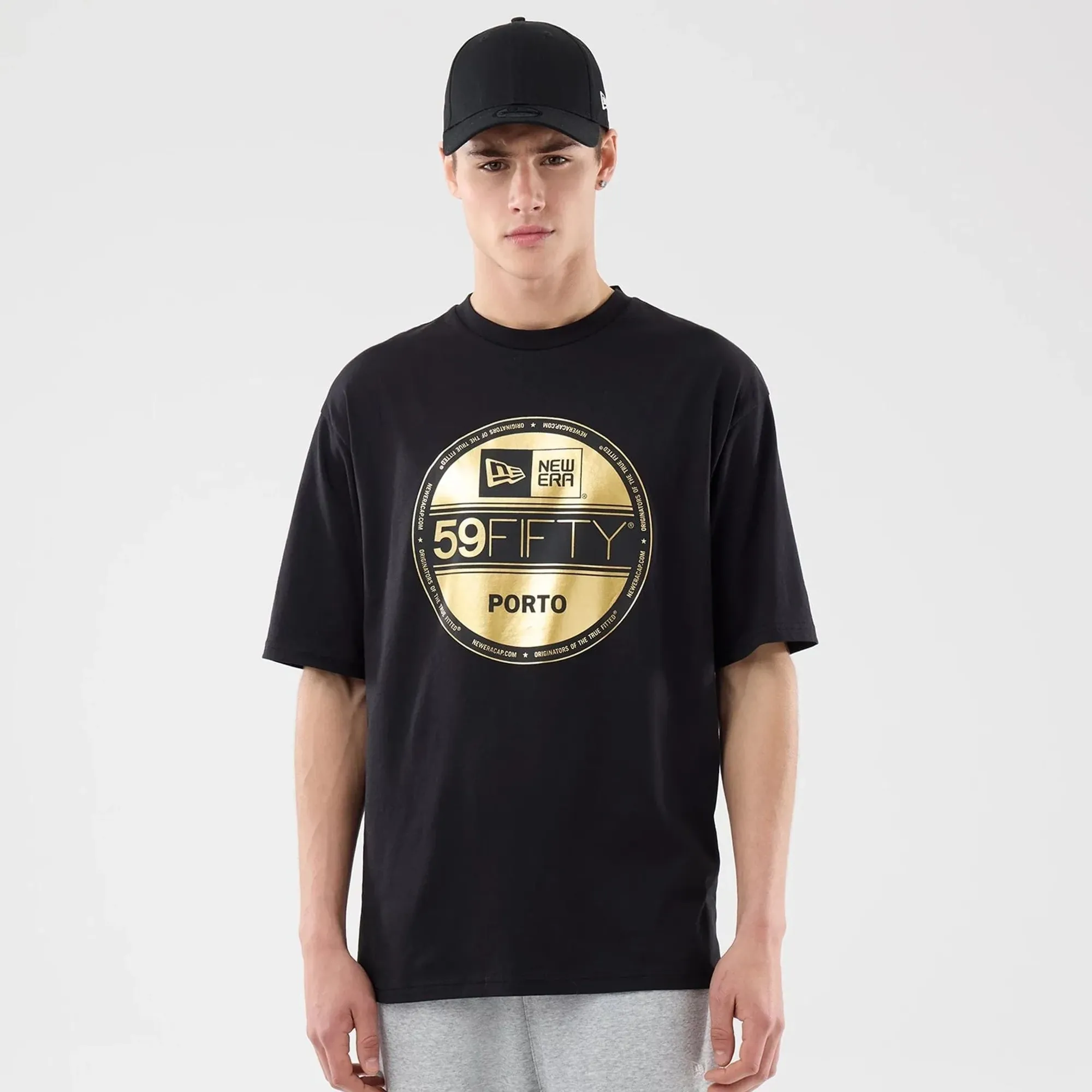 New Era Sticker Porto Black Oversized T-Shirt adult unisex