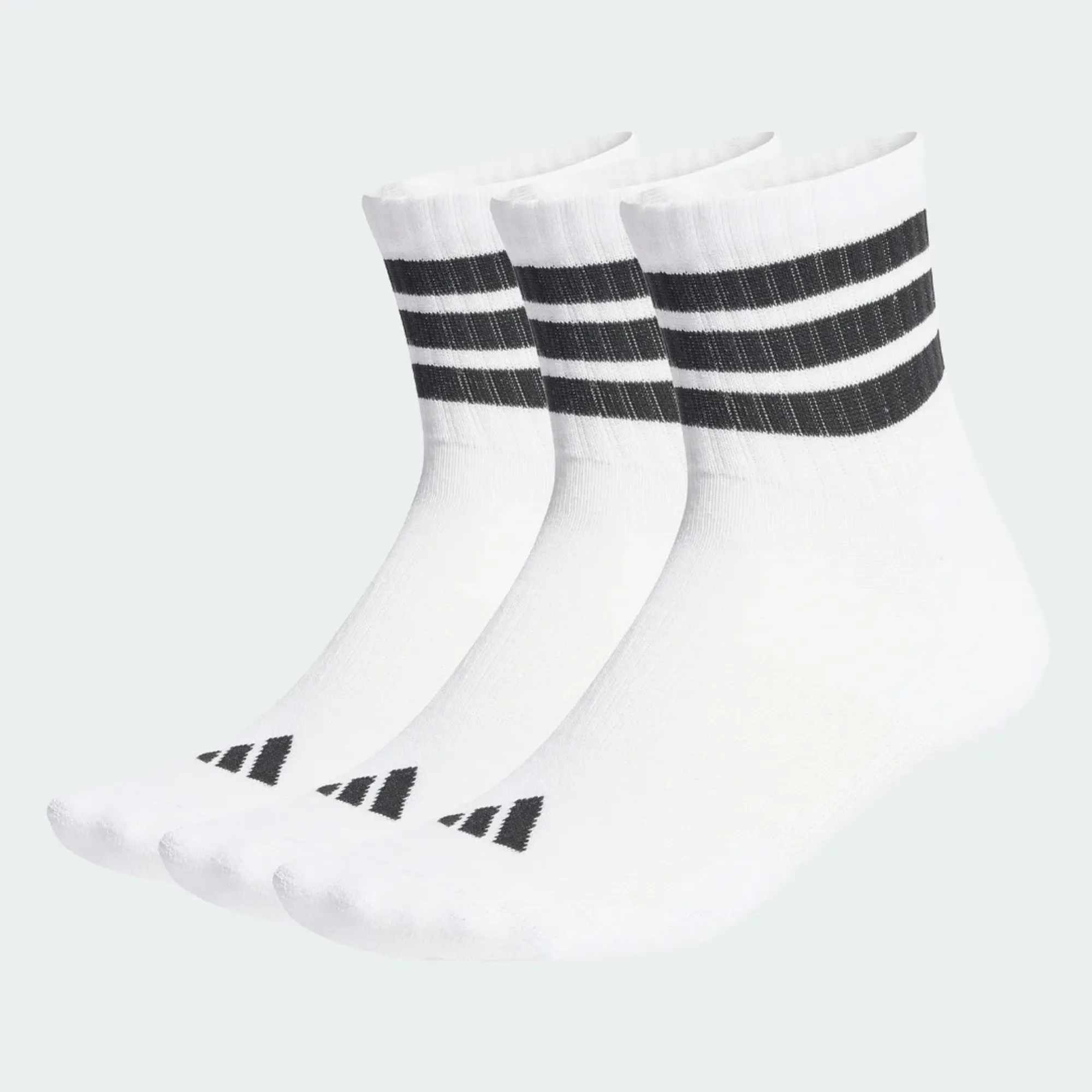 adidas 3 STRIPES CUSHIONED SPORTSWEAR MID CUT SOCKS 3 PAIR PACK