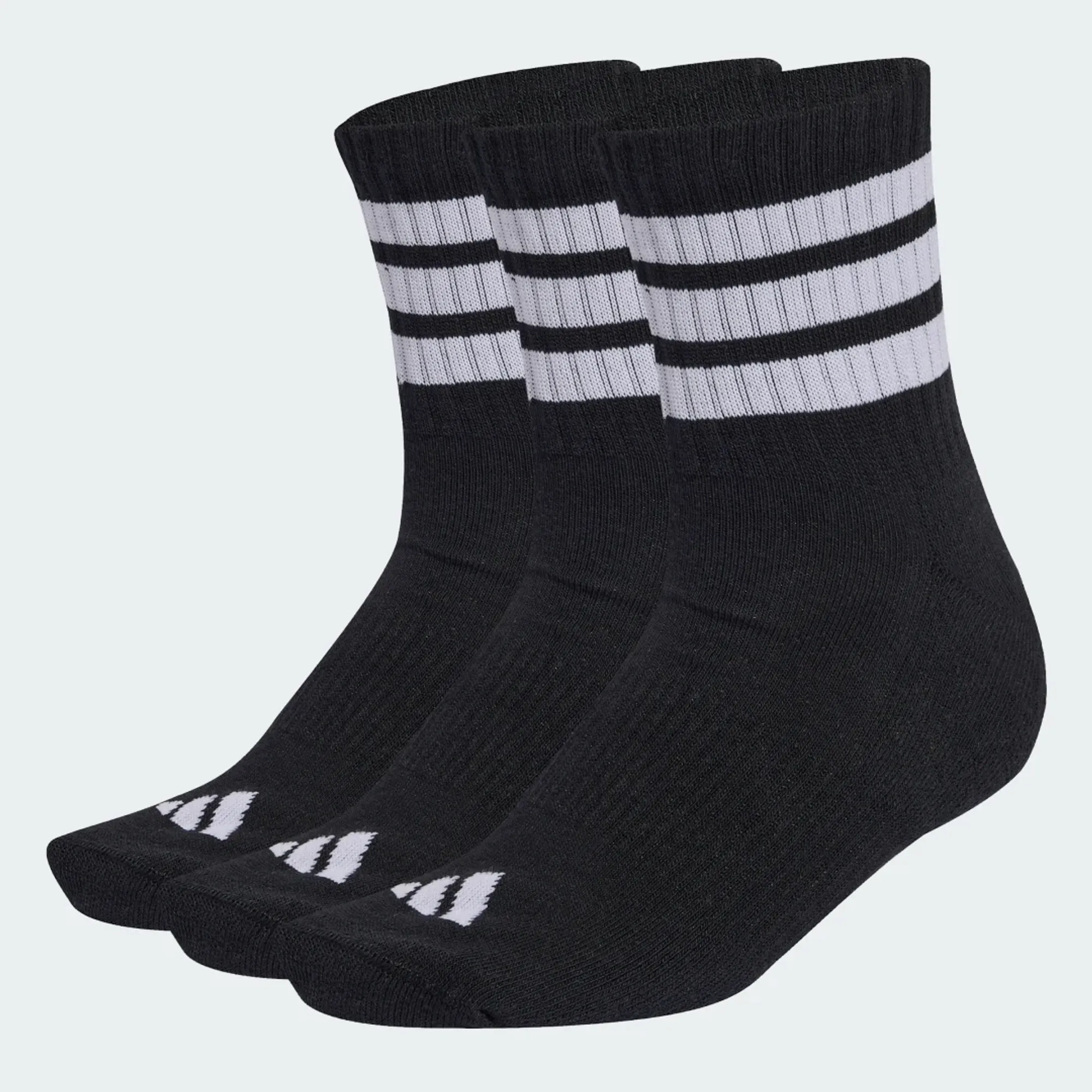 adidas 3 STRIPES CUSHIONED SPORTSWEAR MID CUT SOCKS 3 PAIR PACK