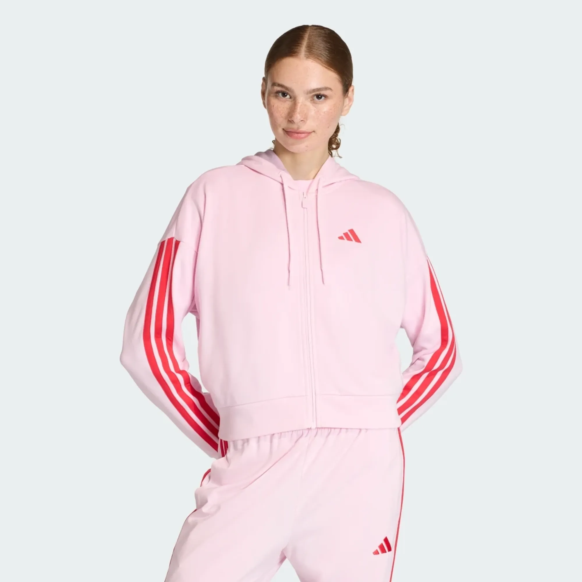 adidas Essentials 3-Stripes French Terry Full-Zip Hoodie