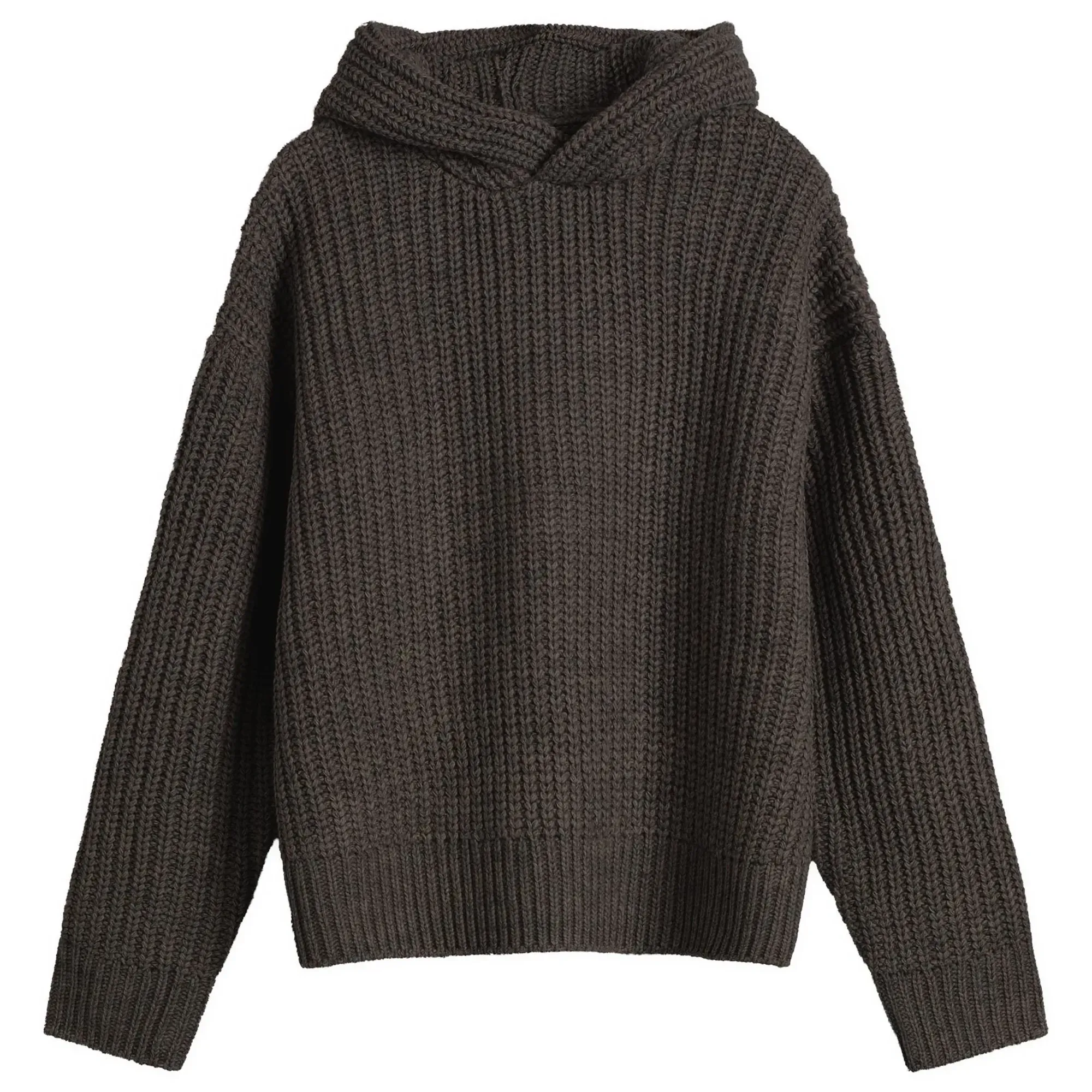 MKI Men's Chunky Rib Knit Hoodie Charcoal Melange