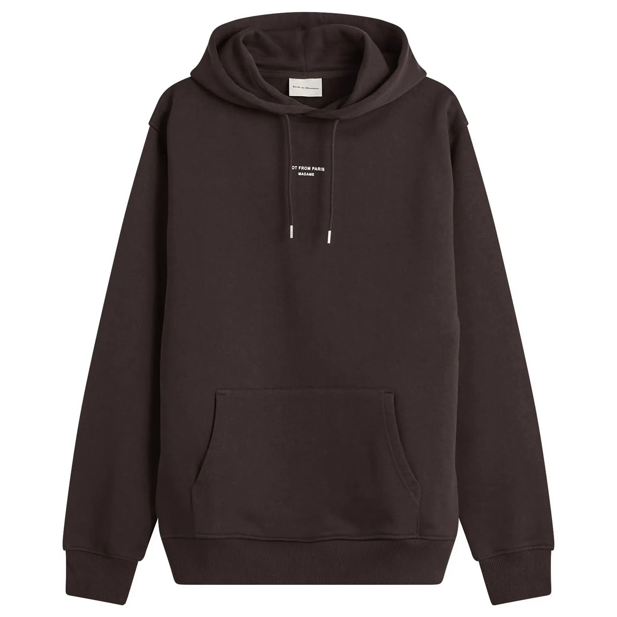Drole De Monsieur Classic Slogan Hoodie Dark Brown
