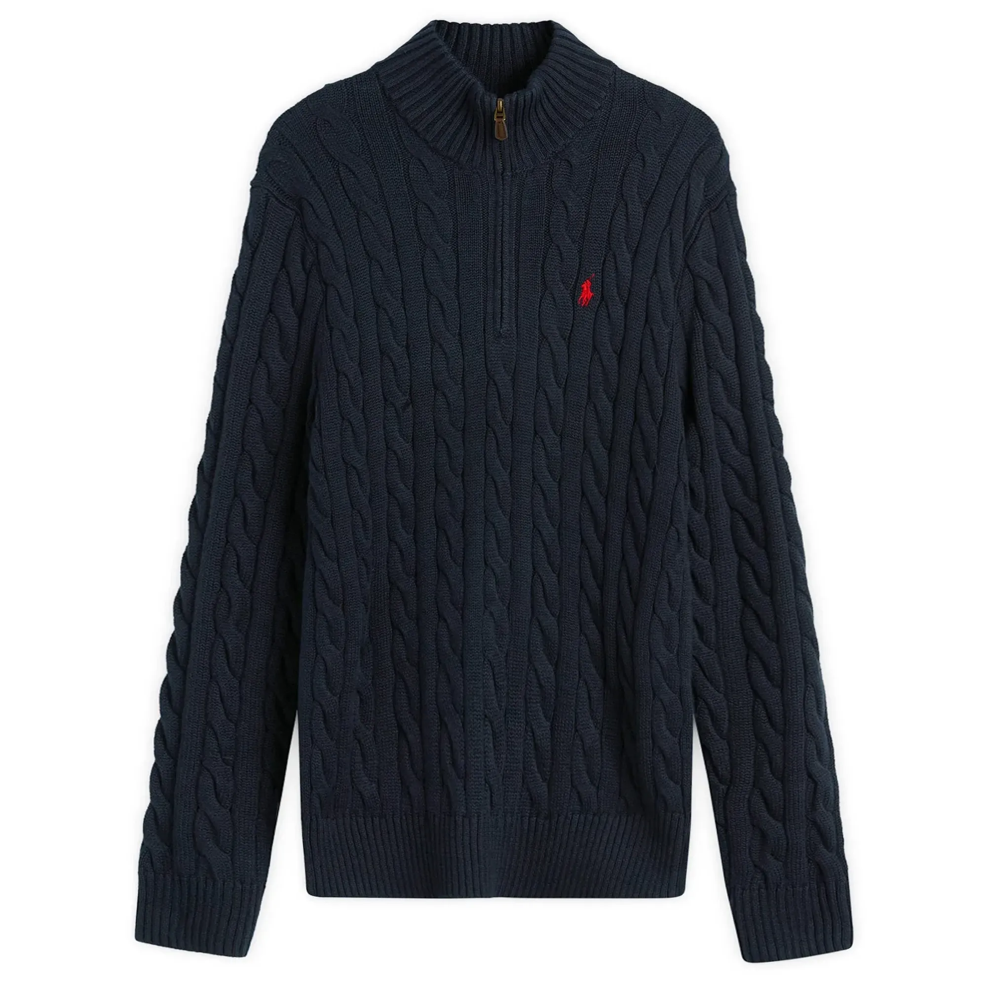 Polo Ralph Lauren Men's Cable Knit Half Zip Jumper Hunter Navy