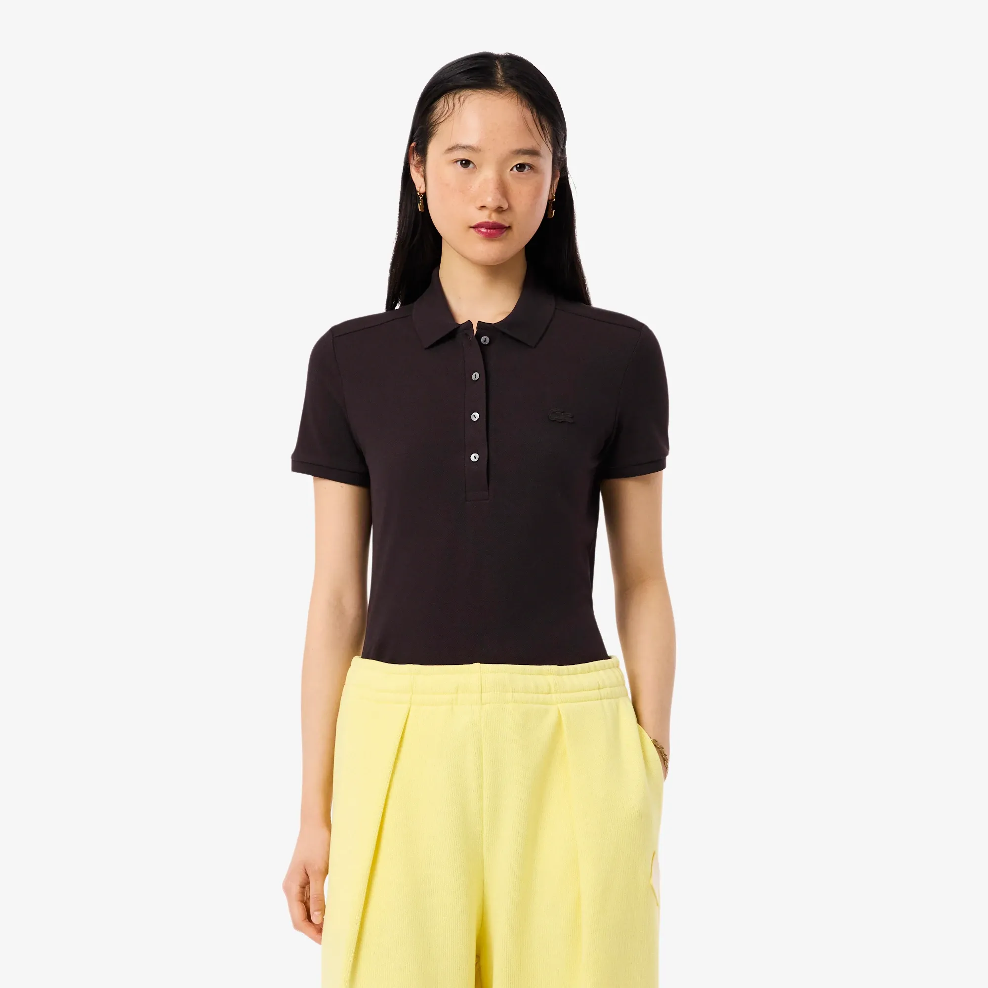 Lacoste L.12.D Slim Fit Stretch Piqué Polo Shirt - Brown