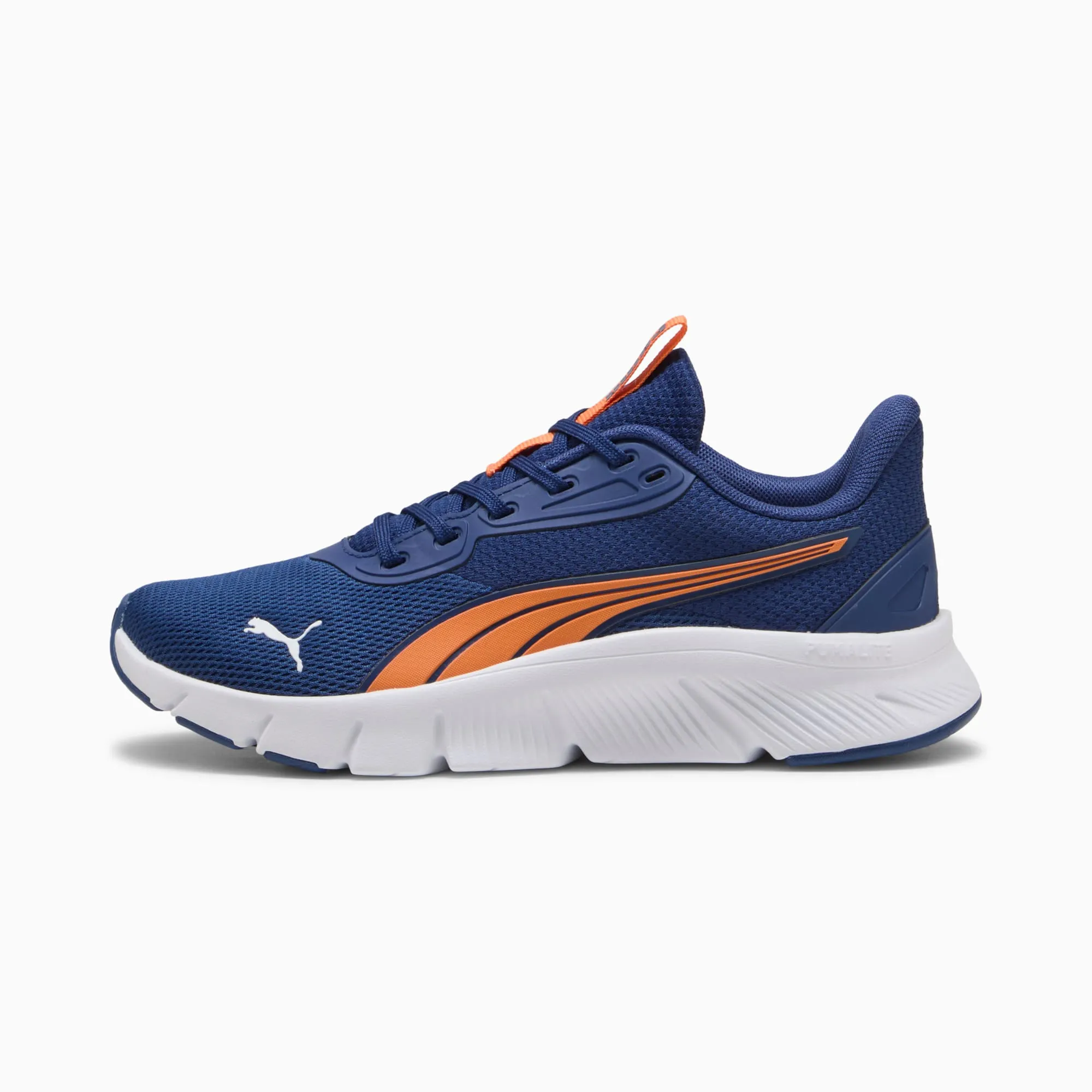 PUMA Flexfocus Lite Modern Running Shoes Youth, Blue Jewel/Rickie Orange/White, size 3