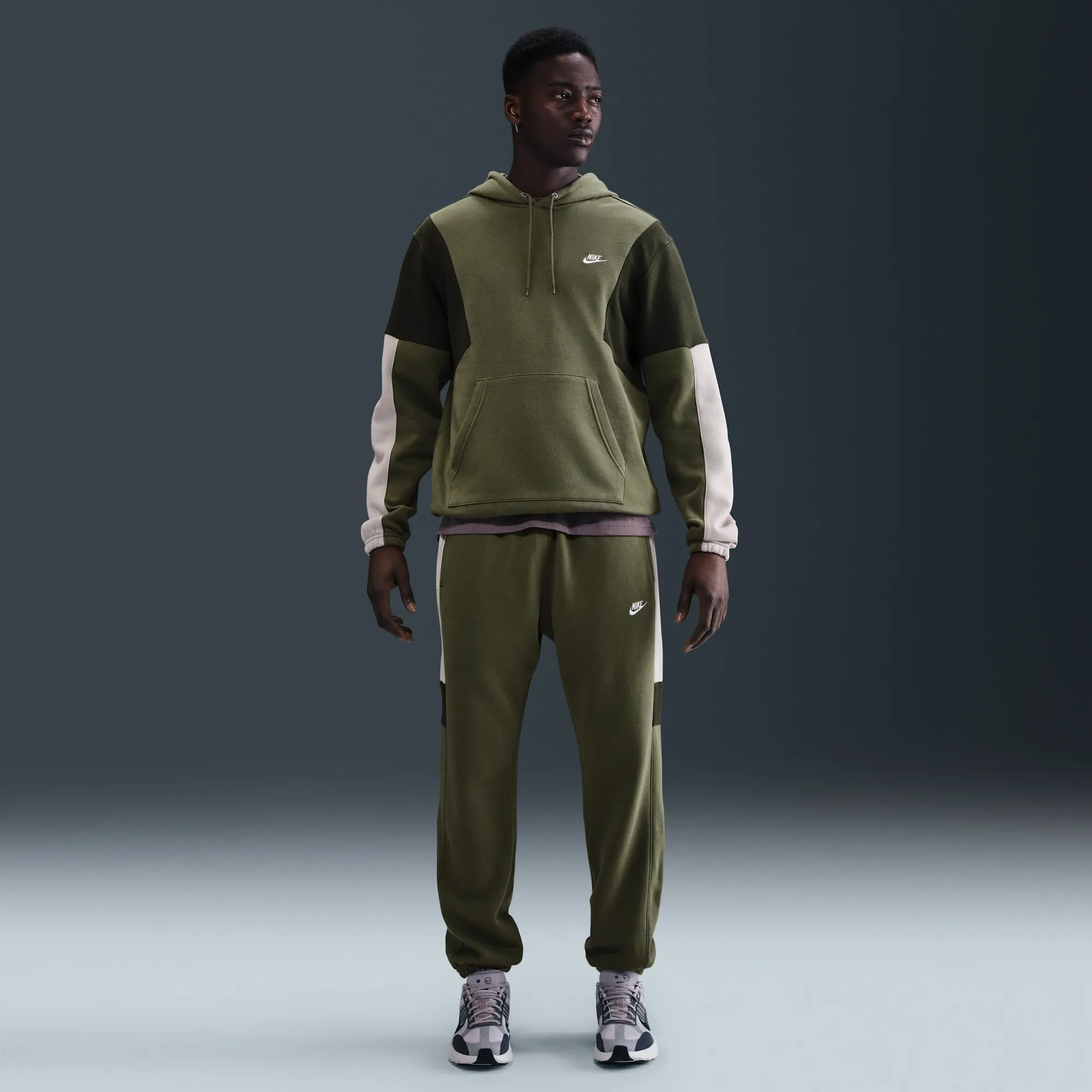 Nike Club Men's Fleece Hooded Tracksuit - Green - Cotton/Polyester