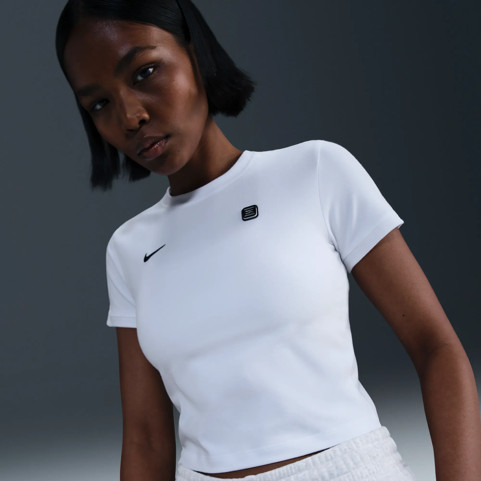 Nike Shox Women's Tight T-Shirt - White - Cotton/Polyester/Elastane
