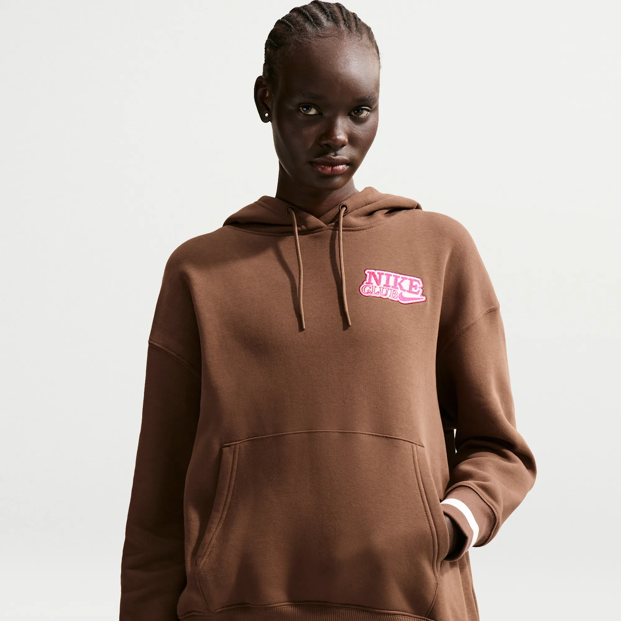 Nike Phoenix Fleece Women's Oversized Pullover Hoodie - Brown - Cotton/Polyester