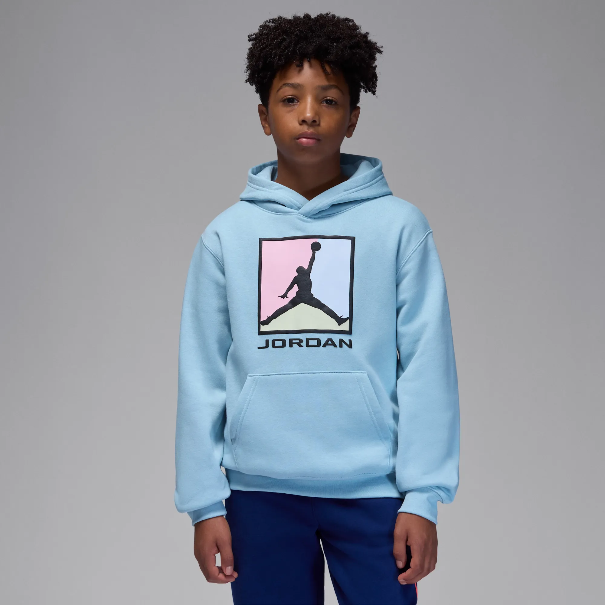 Nike Jordan Essentials Older Kids' Fleece Baseline Pullover Hoodie - Blue - Cotton
