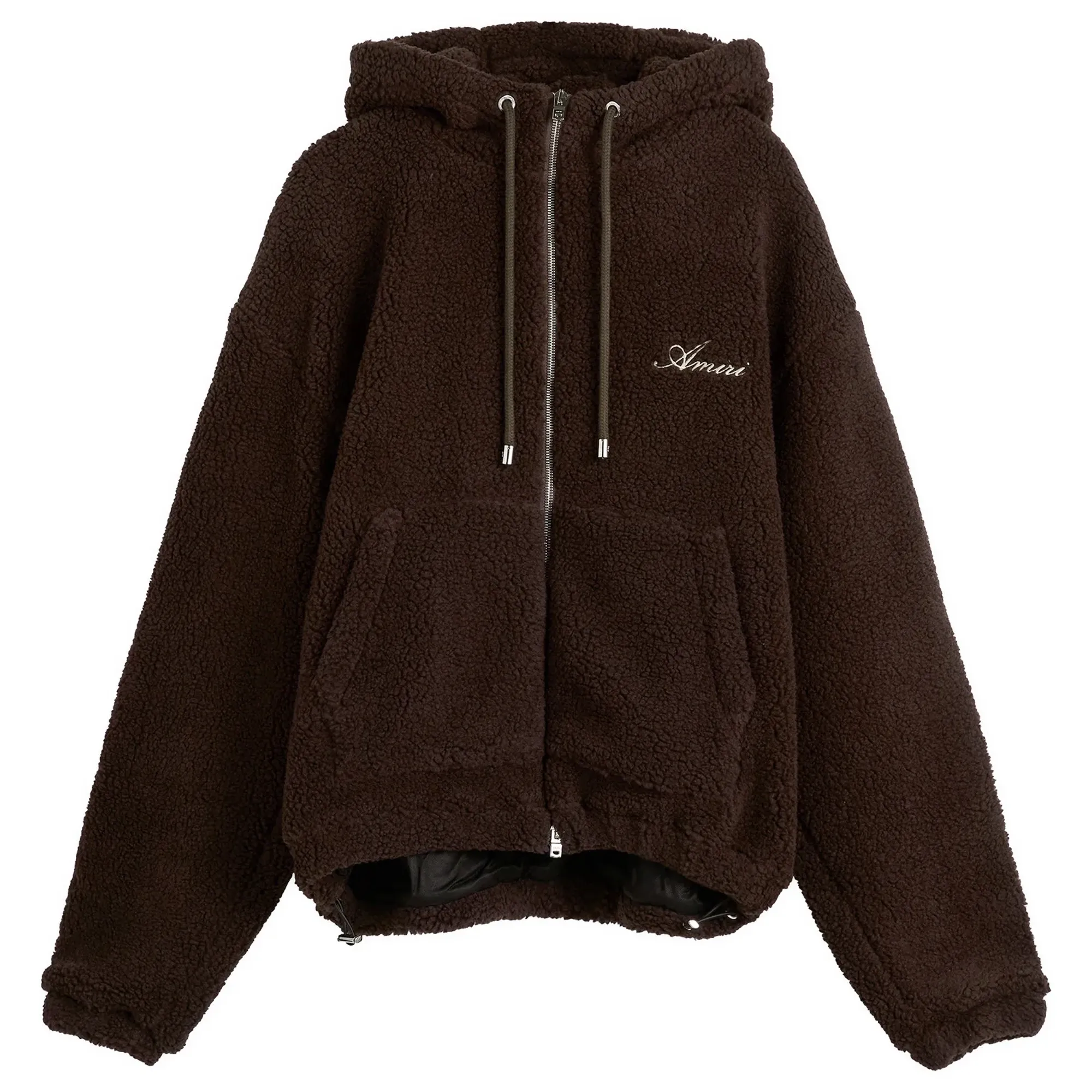 AMIRI Men's Bones Fleece Zip Hoodie Dark Brown