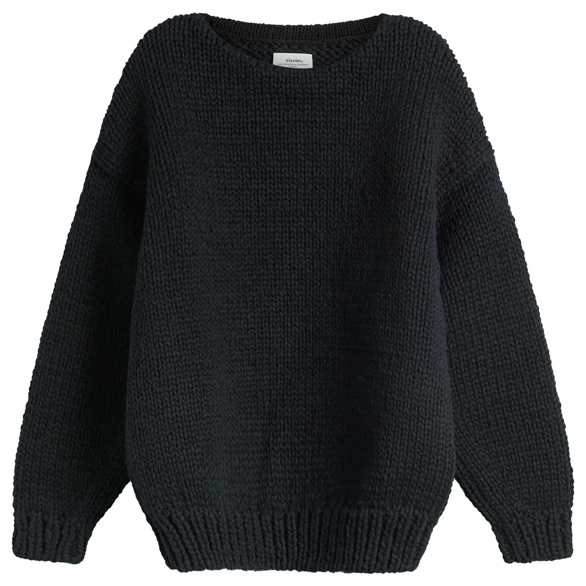 Visvim Men's Amplus Boatneck Hand Knit Black