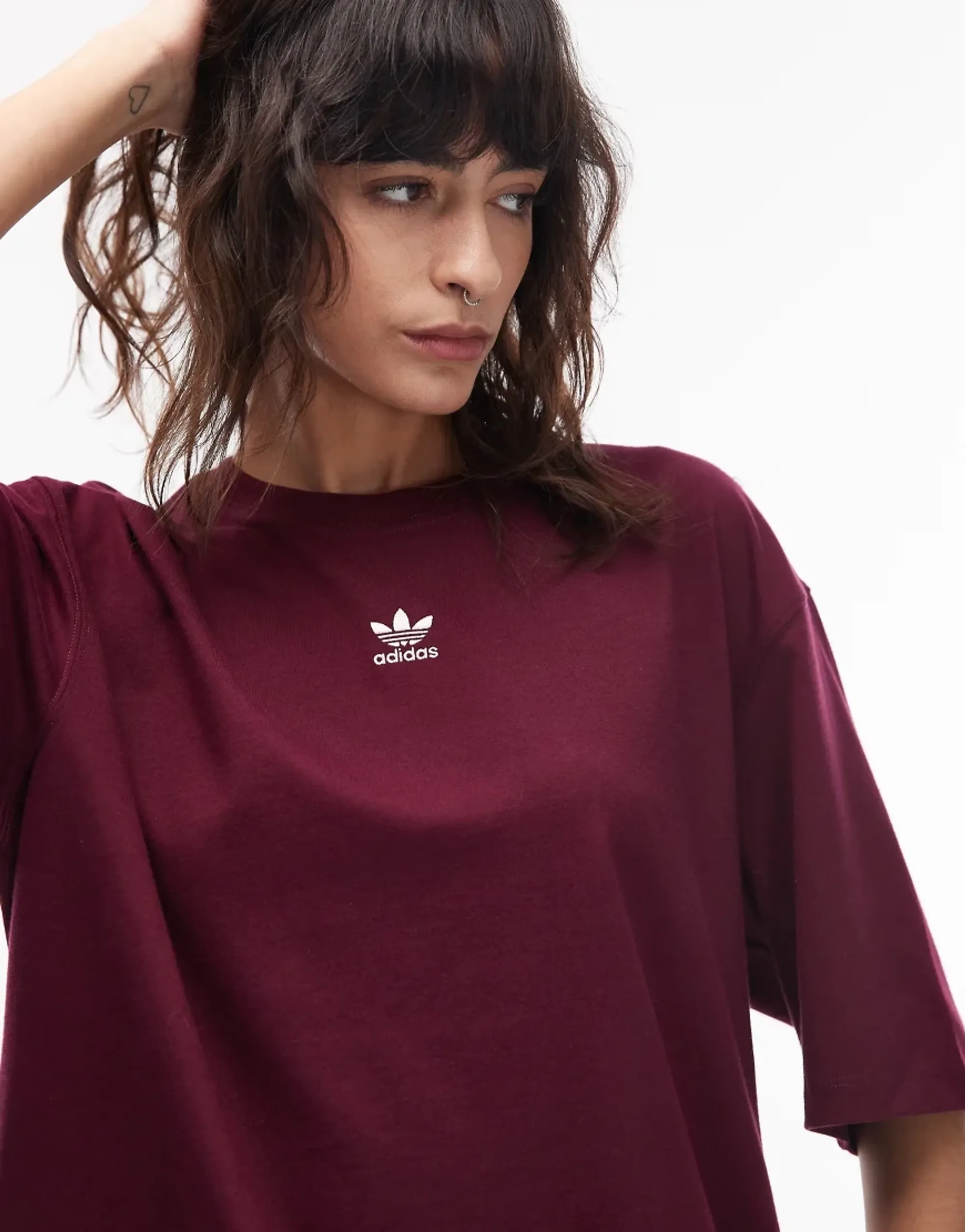 Adidas Originals Essentials Boyfriend T-Shirt In Maroon-Red