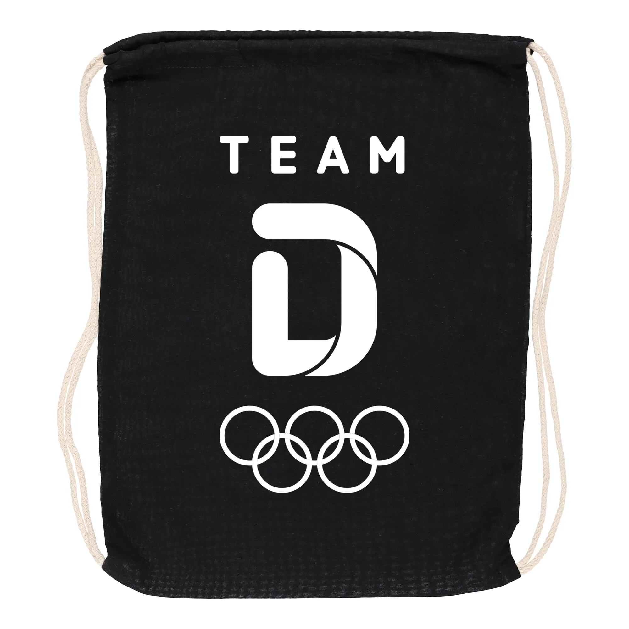 Team D Primary Logo 100% Cotton Drawstring Bag - Black