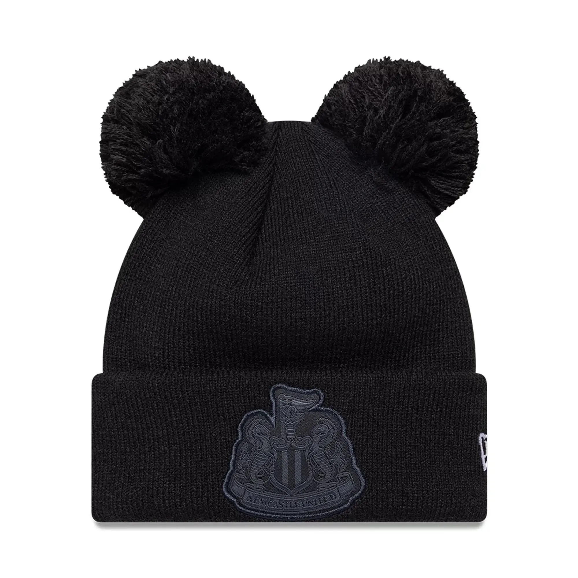 Newcastle United FC Youth Tonal Black Double Pom knit Beanie Hat New Era Cap adult unisex