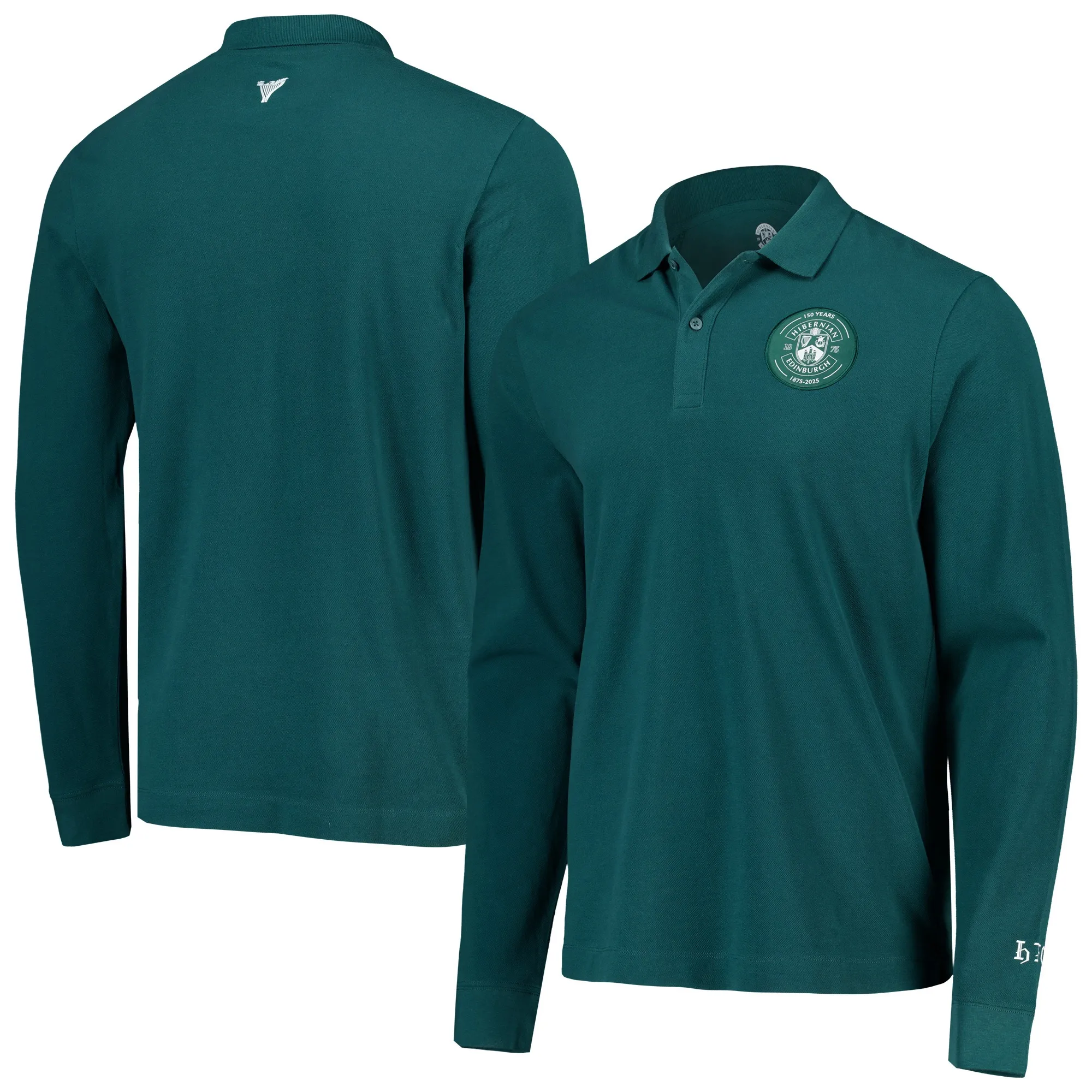 150 Years of Hibernian Long Sleeve Polo Shirt - Bottle Green - Unisex