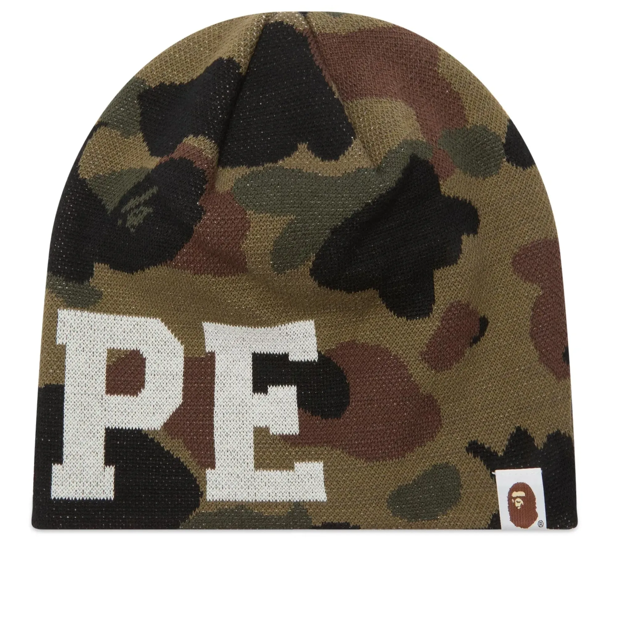 A Bathing Ape Men's 1st Camo Knit Skull Beanie Green