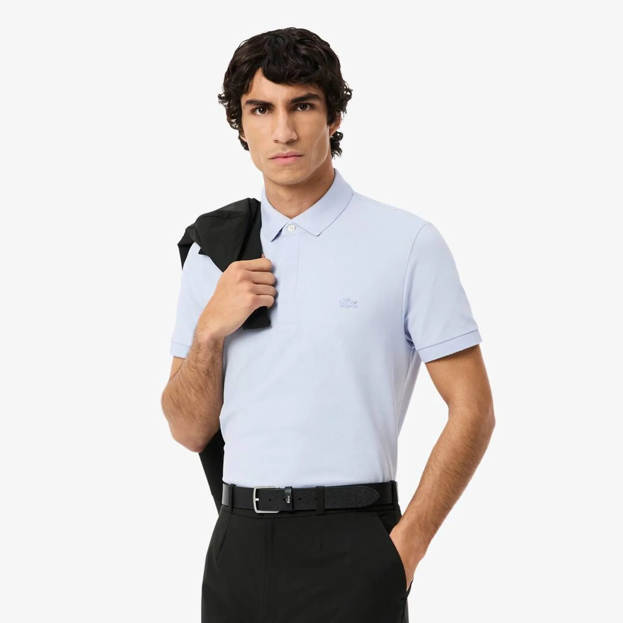 Lacoste Regular Fit Paris Stretch Piqué Polo Shirt - Light Blue