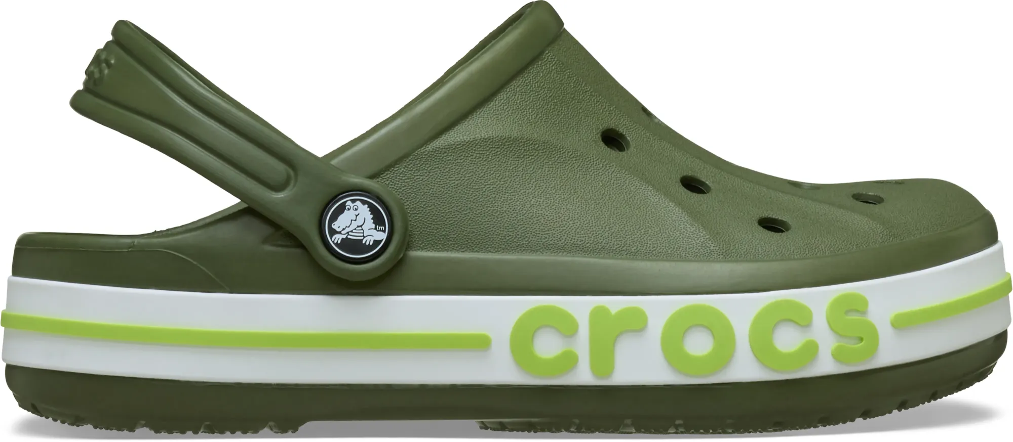 Crocs | Kids | Bayaband | Clogs | Army Green/Lime Punch | C11