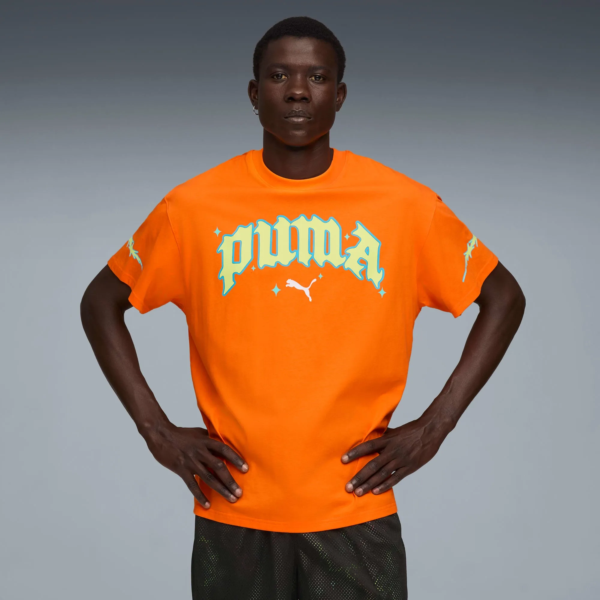 PUMA x Rick And Morty Basketball T-Shirt Men II, Rickie Orange, size 3XL