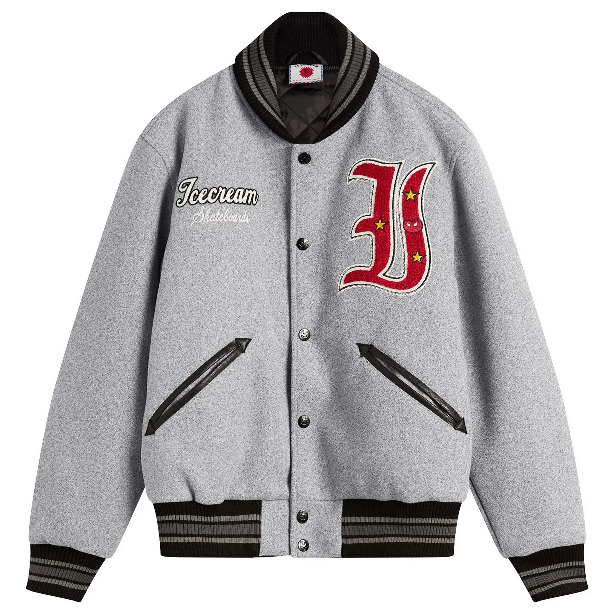 ICECREAM Men's Mascot Varsity Jacket Grey