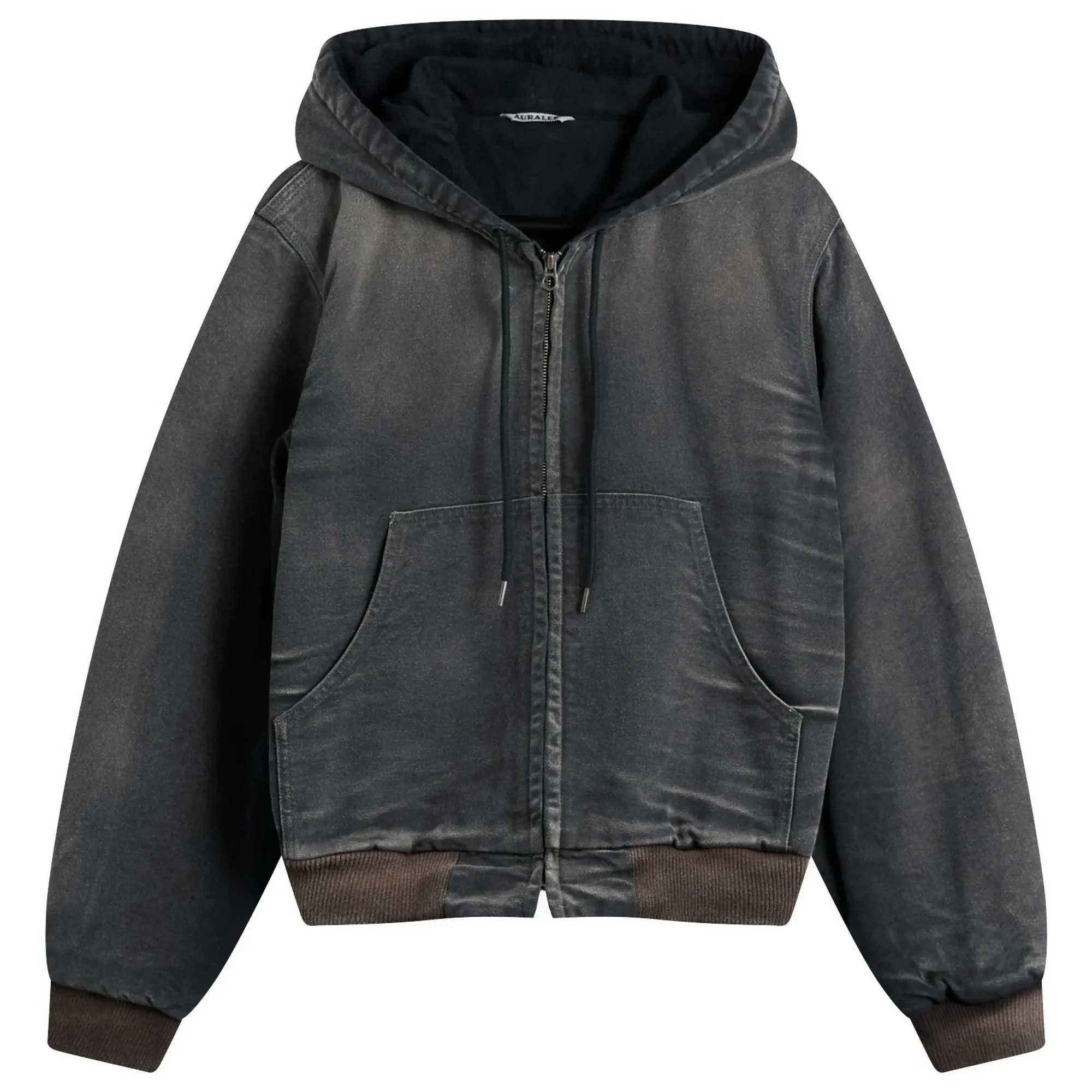 Auralee Men's Padded Hooded Jacket Faded Black