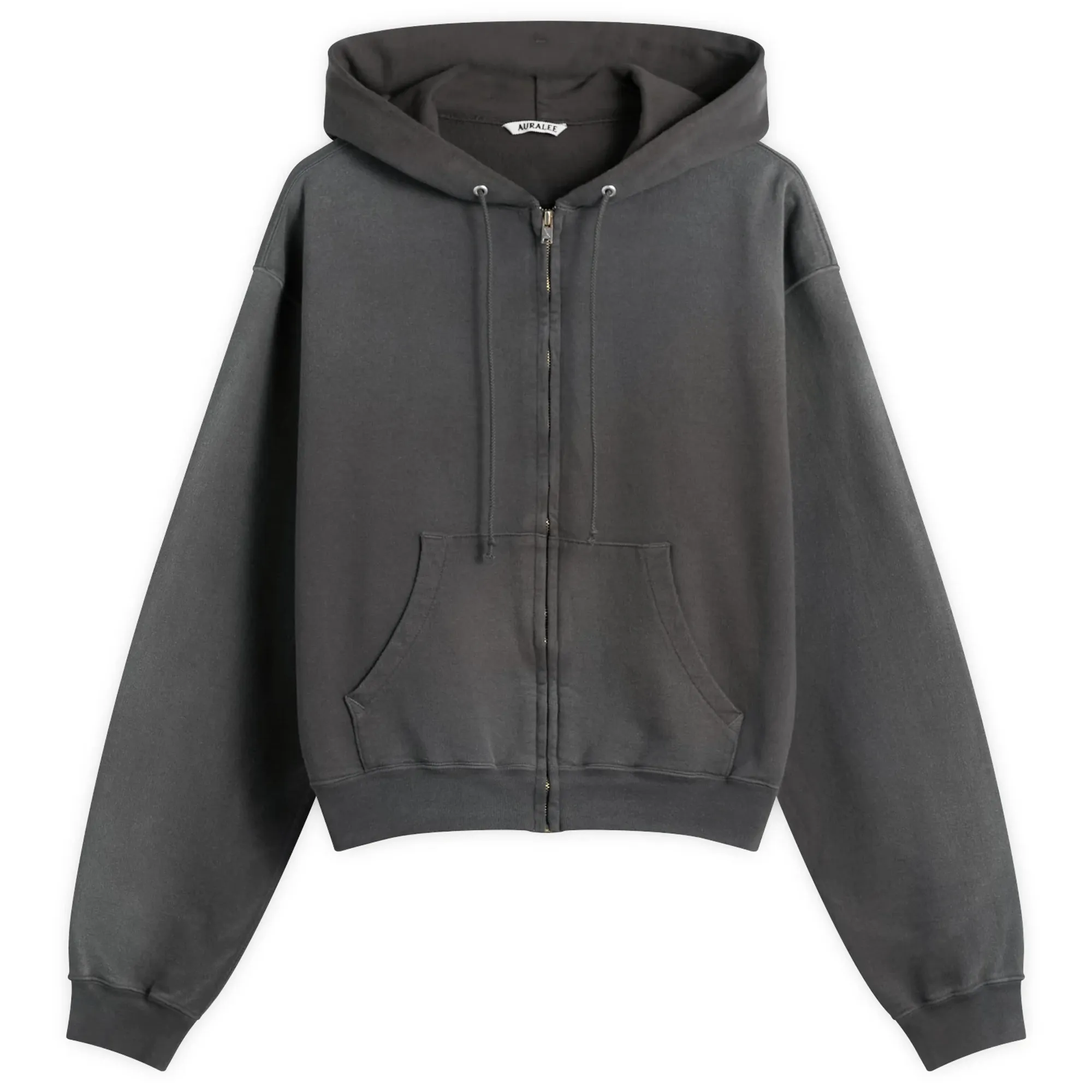 Auralee Men's Zip Up Pima Hoody Ink Black