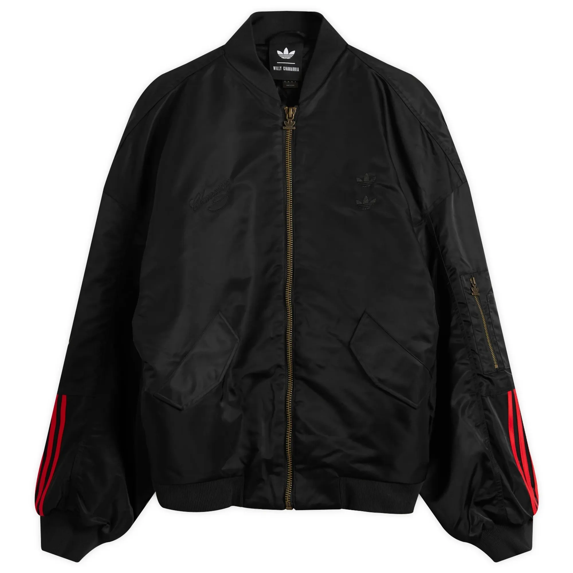 adidas x Willy Chavarria Satin Bomber Jacket Black