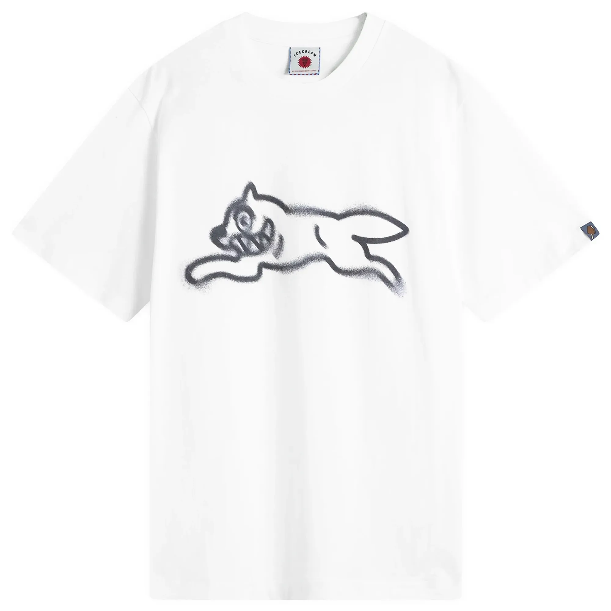 ICECREAM Men's Spray Paint Running Dog T-Shirt White