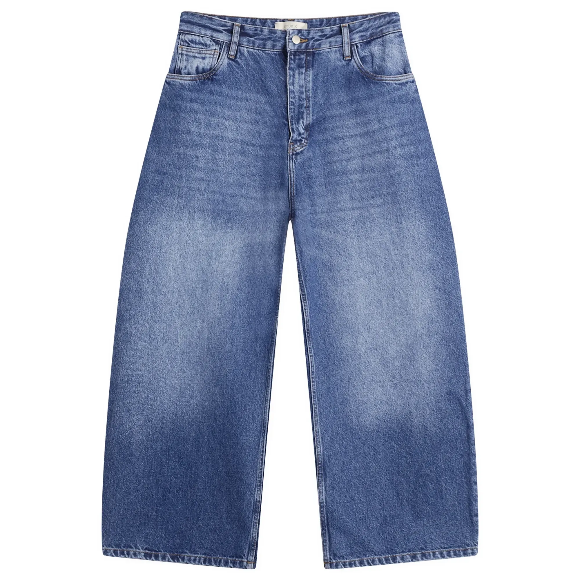 Studio Nicholson Men's Paolo 14oz Denim Volume Jean Worn Wash Indigo